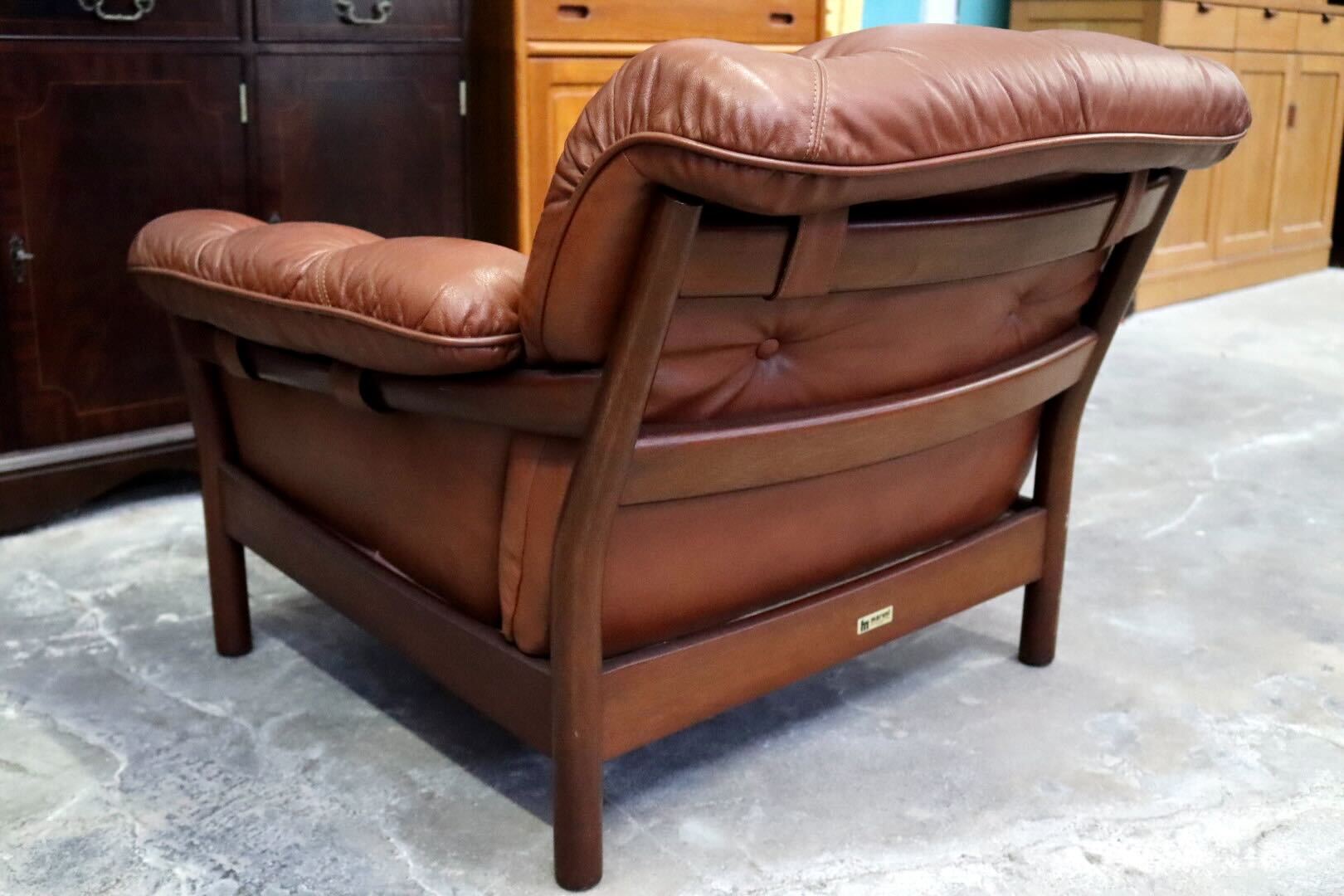 GMIH223B○maruni / マルニ Madison 1人掛けソファ シングルソファ 本革 ブラウン 北欧スタイル ヴィンテージ オールドマルニ 希少