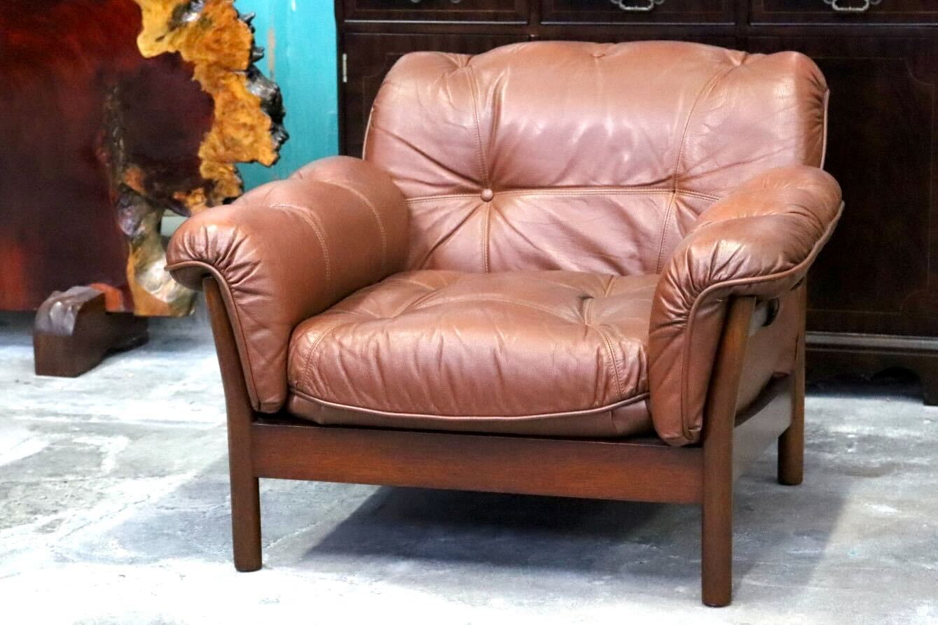 GMIH223C○maruni / マルニ Madison 1人掛けソファ シングルソファ 本革 ブラウン 北欧スタイル ヴィンテージ オールドマルニ 希少