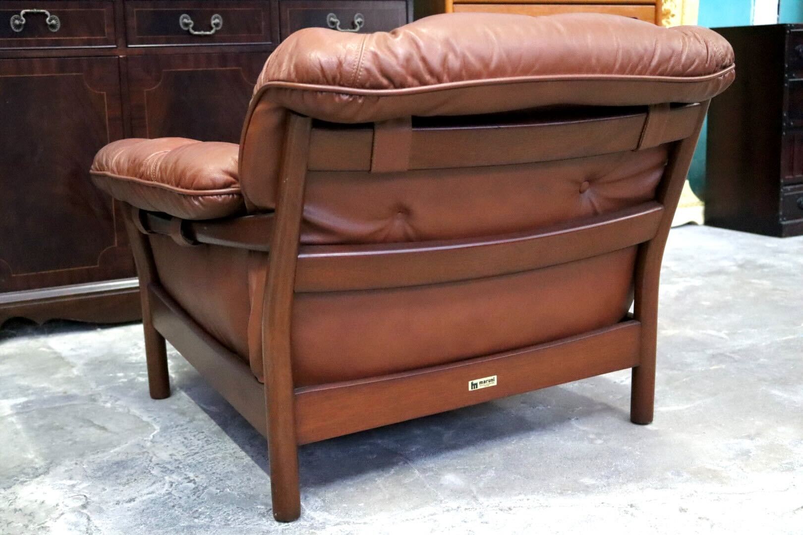 GMIH223C○maruni / マルニ Madison 1人掛けソファ シングルソファ 本革 ブラウン 北欧スタイル ヴィンテージ オールドマルニ 希少