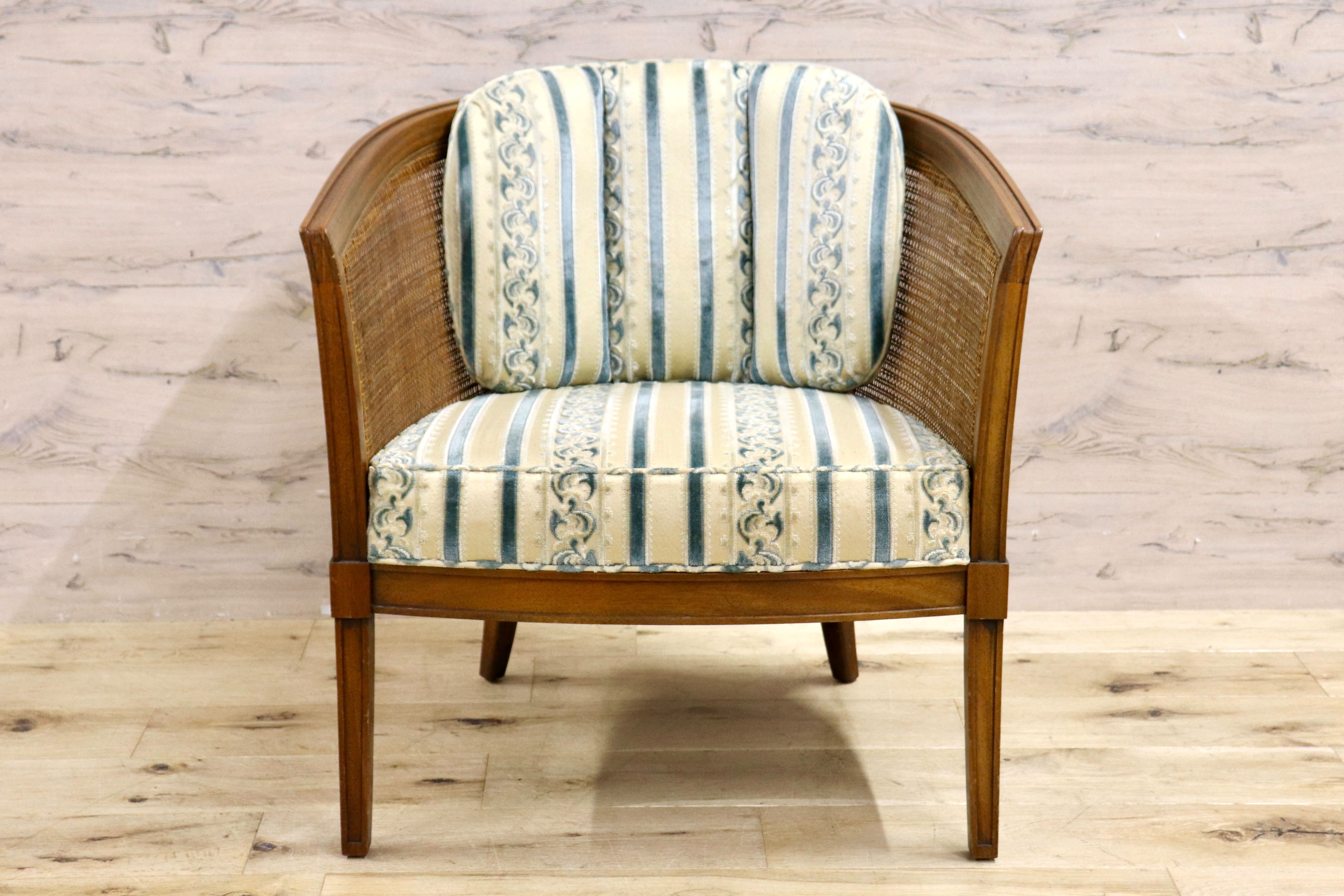 GMHK830C○DREXEL HERITAGE / ドレクセルヘリテイジ アームチェア シングルソファ ラウンジチェア ラタン ファブリック ヴィンテージ