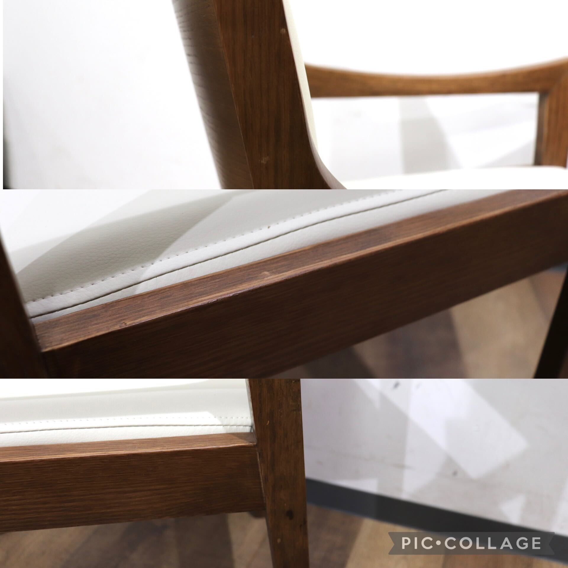 GMHN283B○MARGINAL / マージナル Chess MCH-200 ダイニングチェア アームチェア 椅子 チェア ホワイト シンプル 合皮 北欧スタイル 在庫品