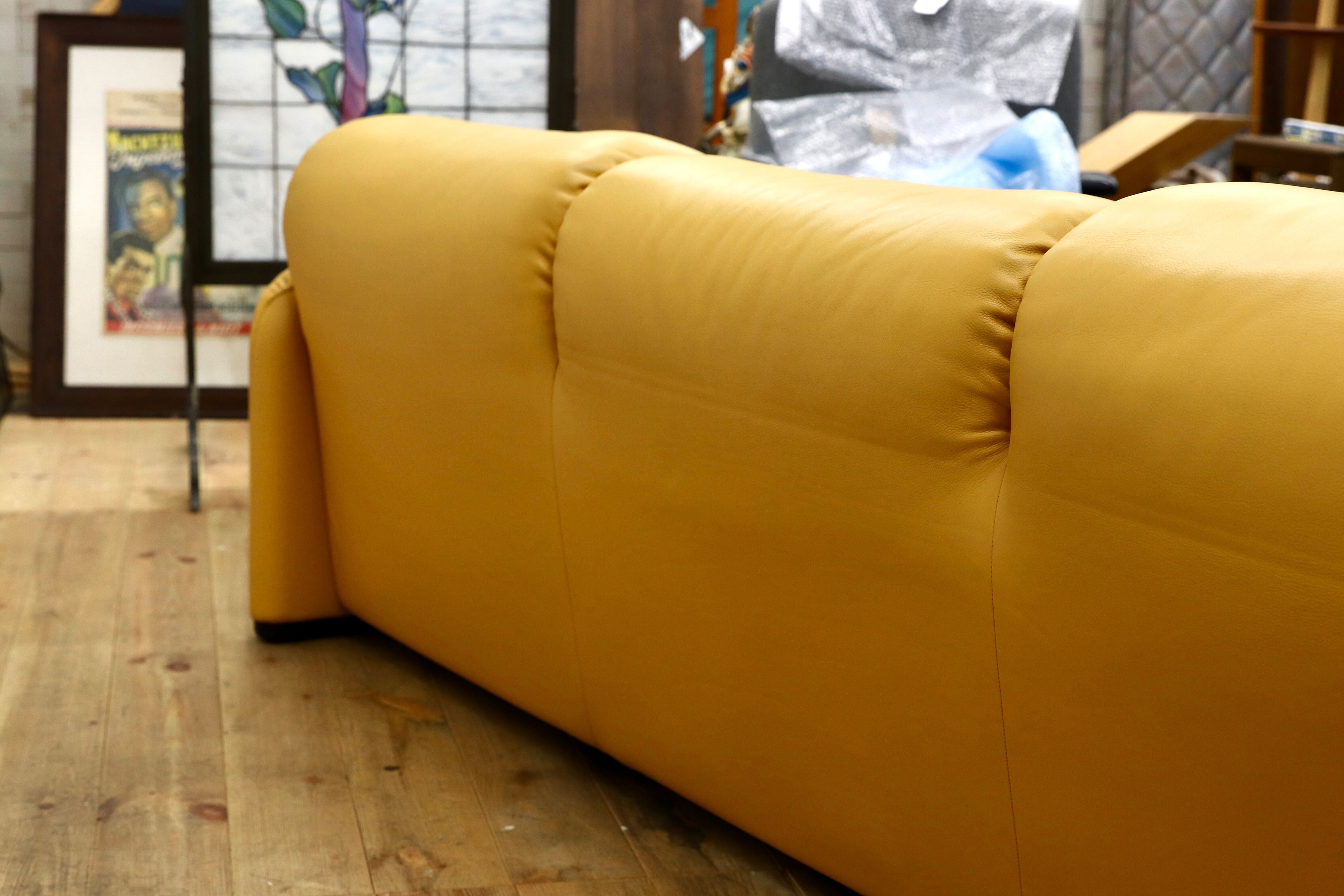 GMIK889○Cassina / カッシーナ MARALUNGA マラルンガ 3人掛けソファ トリプルソファ マスタードイエロー ヴィコ マジストレッティ 約262万