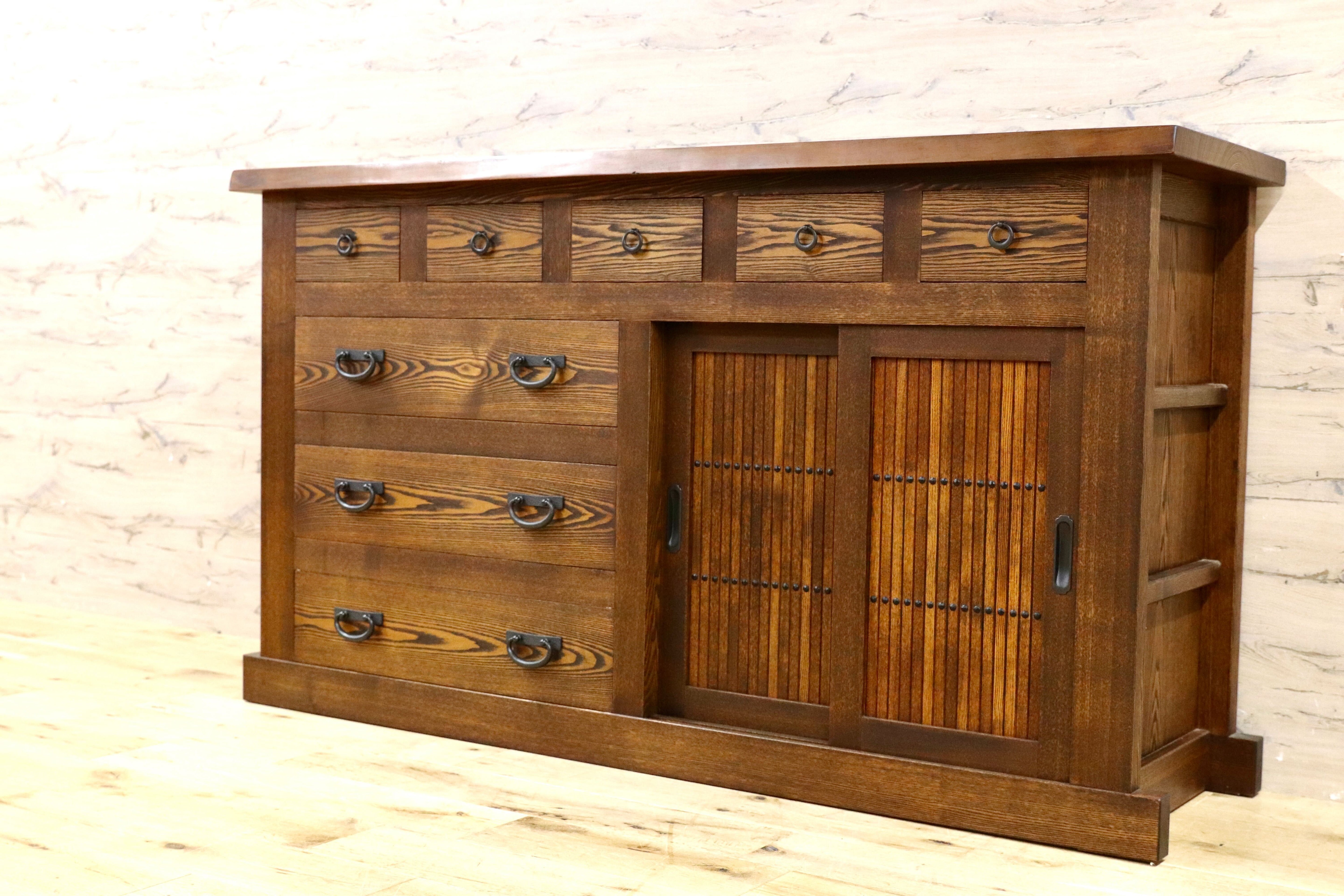 GMIH216○和モダン サイドボード リビングボード 民藝 アンティーク レトロ 古民家 旅館 和家具 無垢材 箪笥 チェスト 検)松本民芸 岩谷堂