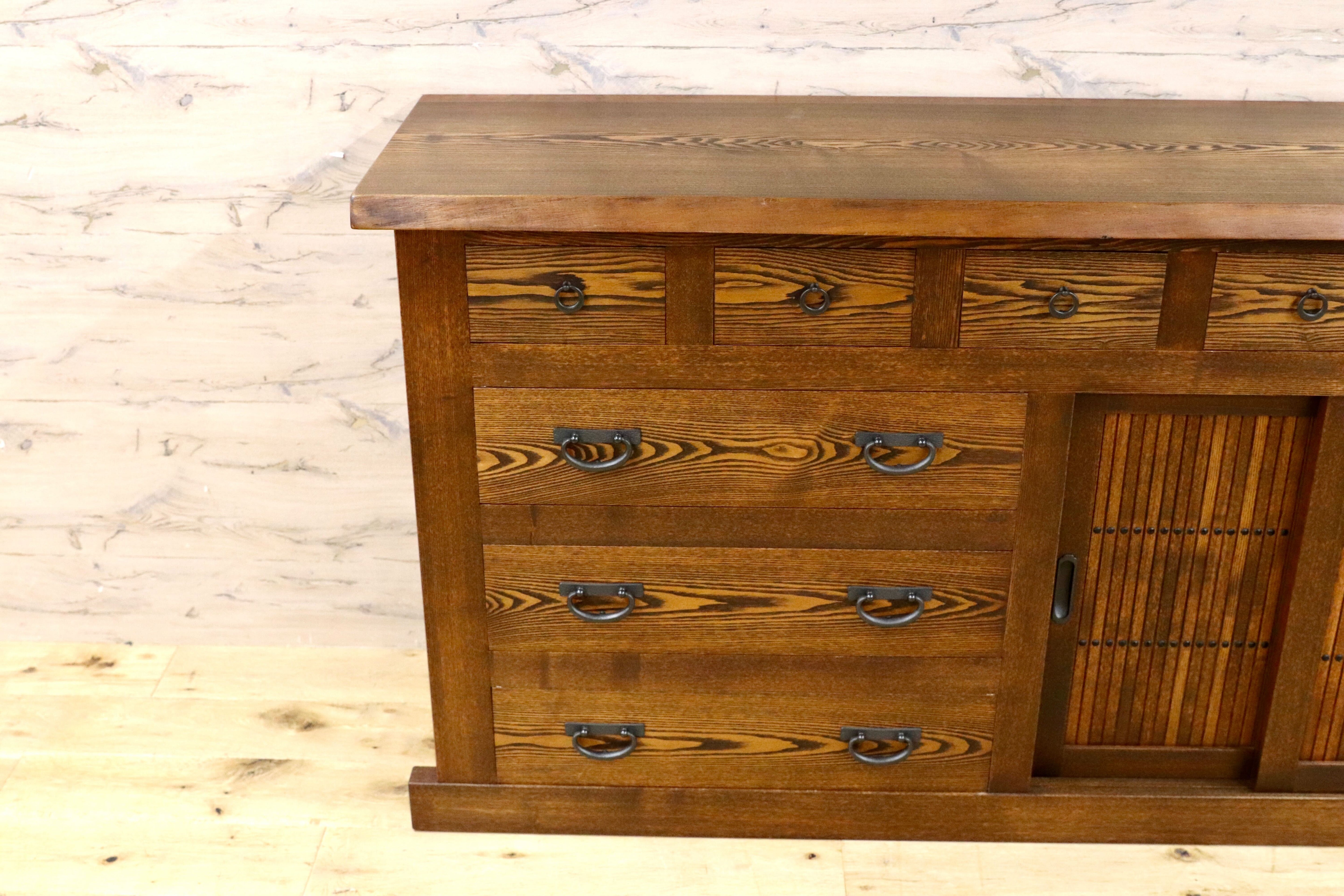 GMIH216○和モダン サイドボード リビングボード 民藝 アンティーク レトロ 古民家 旅館 和家具 無垢材 箪笥 チェスト 検)松本民芸 岩谷堂