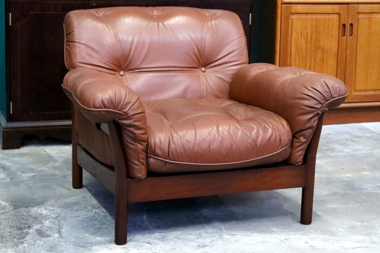 GMIH223E○maruni / マルニ Madison 1人掛けソファ シングルソファ 本革 ブラウン 北欧スタイル ヴィンテージ オールドマルニ 希少