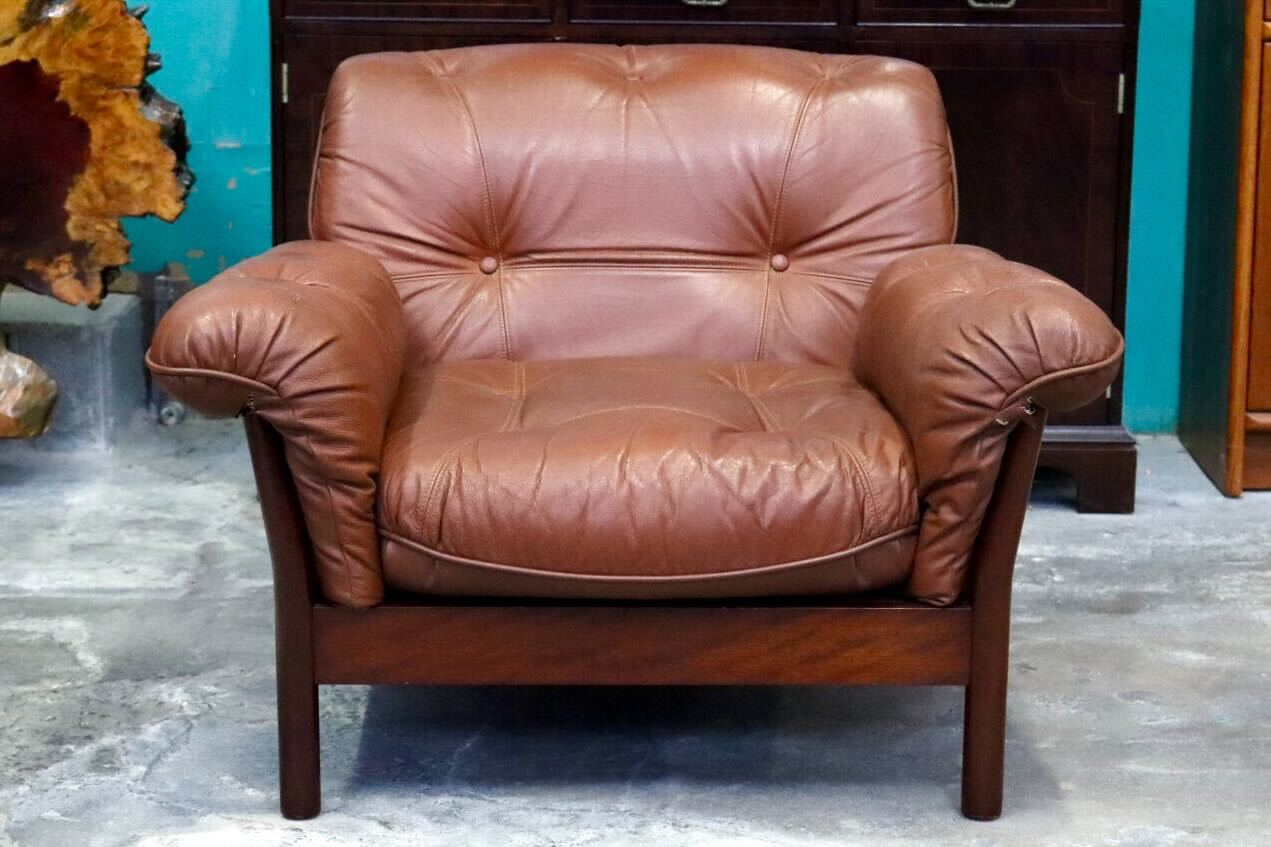 GMIH223E○maruni / マルニ Madison 1人掛けソファ シングルソファ 本革 ブラウン 北欧スタイル ヴィンテージ オールドマルニ 希少