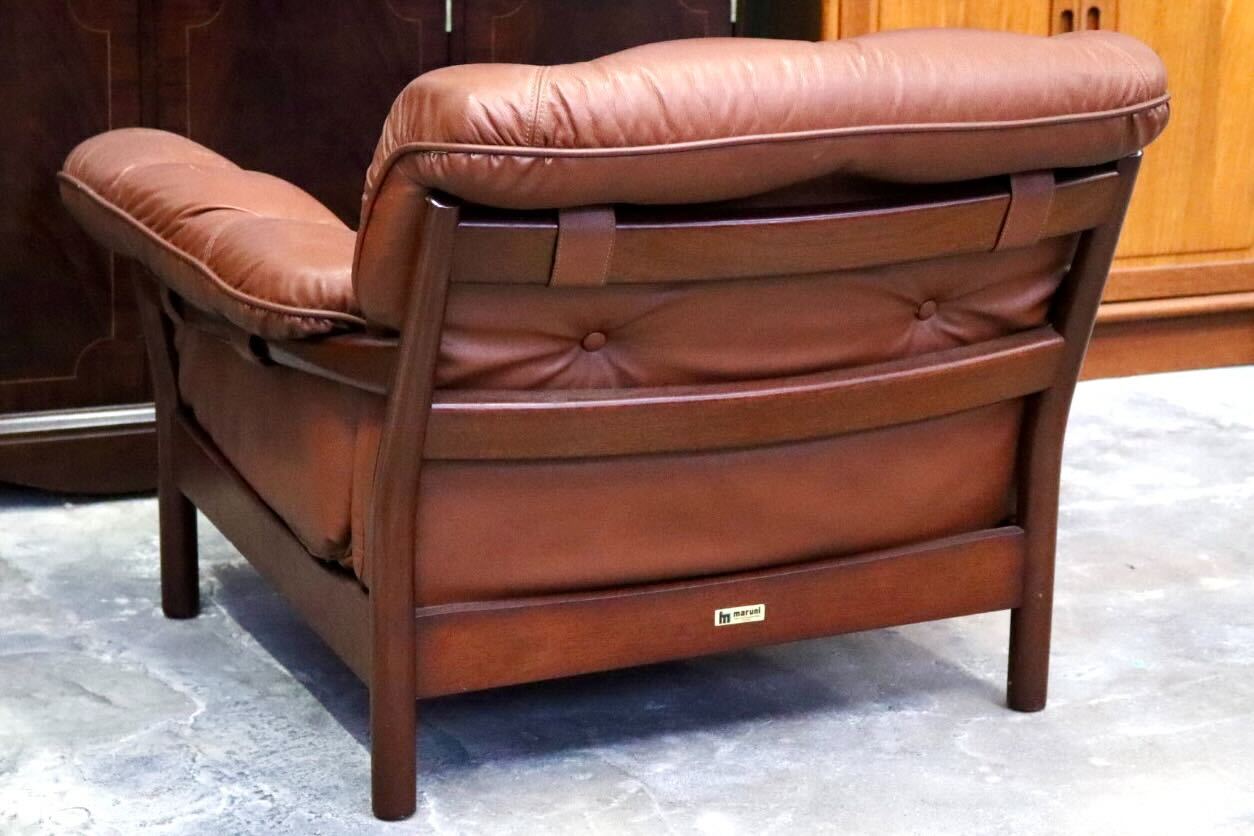 GMIH223E○maruni / マルニ Madison 1人掛けソファ シングルソファ 本革 ブラウン 北欧スタイル ヴィンテージ オールドマルニ 希少