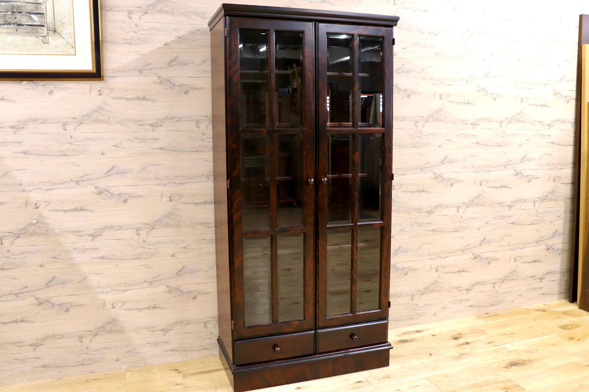 GMIS383○民芸家具 書棚 本棚 飾り棚 キャビネット 和家具 レトロ アンティーク 古民家 検)和光 北海道民芸家具