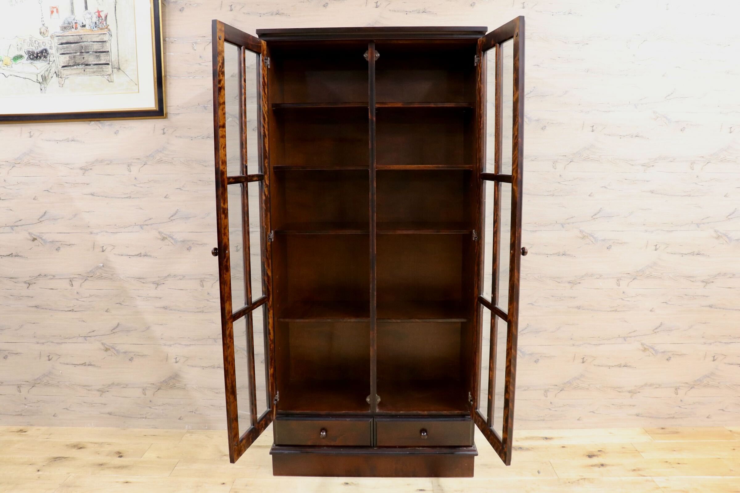 GMIS383○民芸家具 書棚 本棚 飾り棚 キャビネット 和家具 レトロ アンティーク 古民家 検)和光 北海道民芸家具