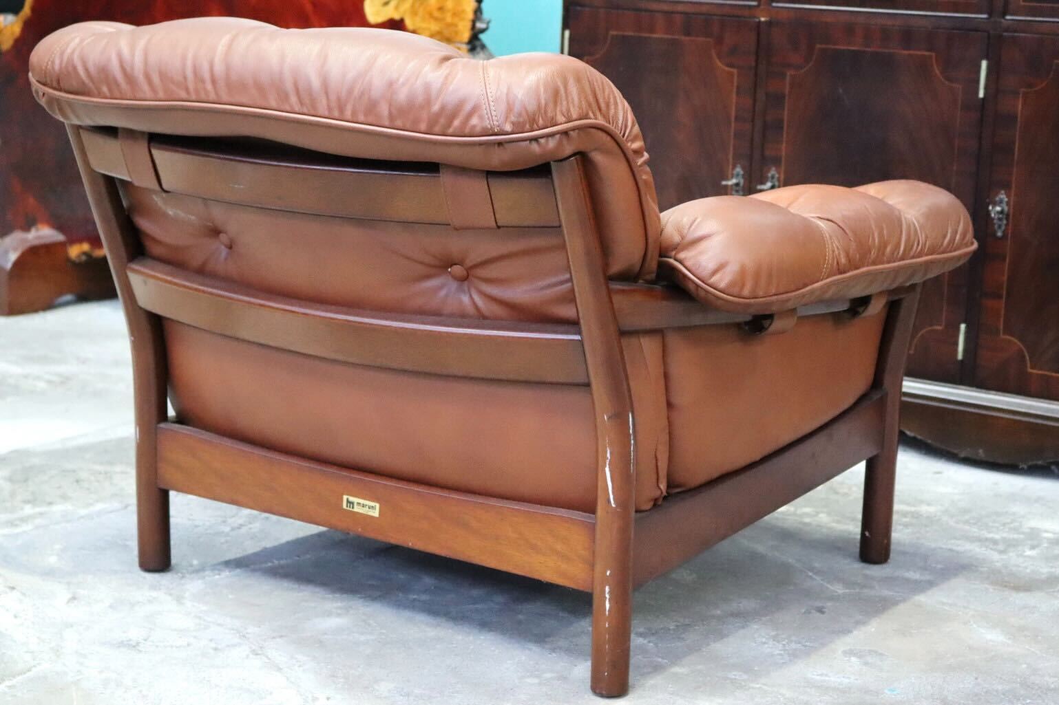 GMIH223G○maruni / マルニ Madison 1人掛けソファ シングルソファ 本革 ブラウン 北欧スタイル ヴィンテージ オールドマルニ 希少