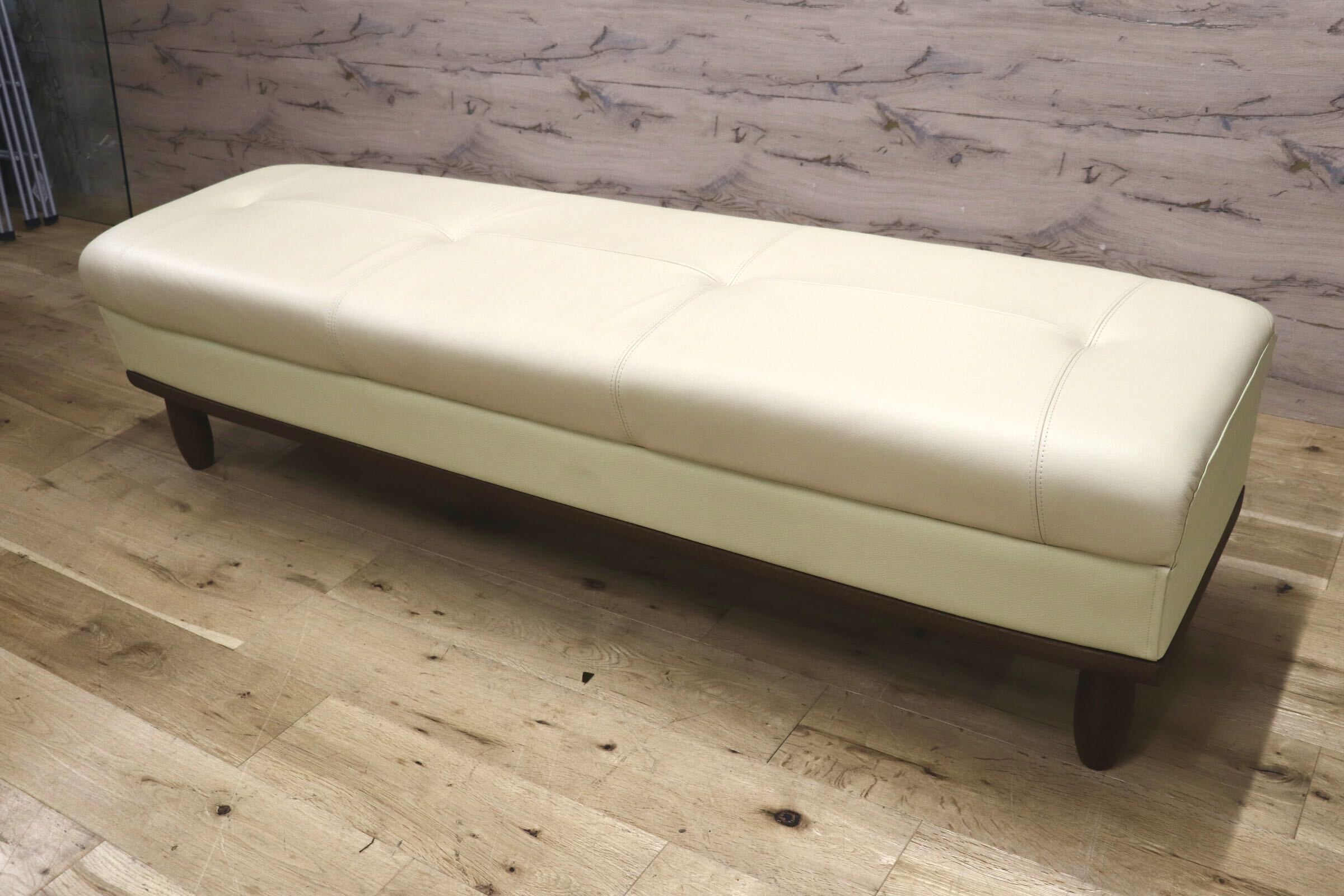 GMJS246B○NAGANO INTERIOR / ナガノインテリア ダイニングベンチ ベンチソファ ロングスツール 長椅子 本革 モダン 約15万円