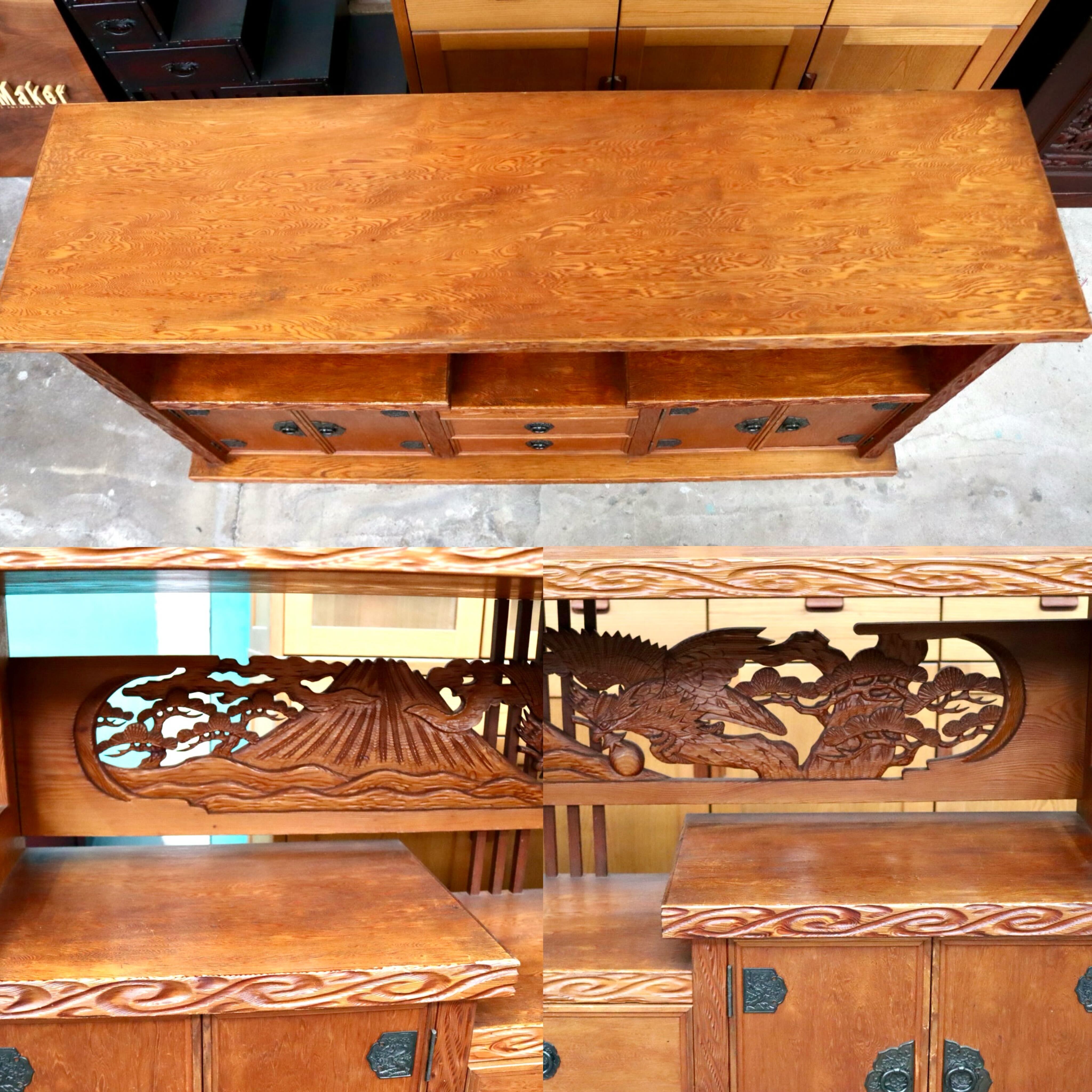 GMIH421○世界遺産屋久杉 茶棚 茶箪笥 飾り棚 サイドボード リビングボード 和室 座敷 古民家 和モダン ヴィンテージ