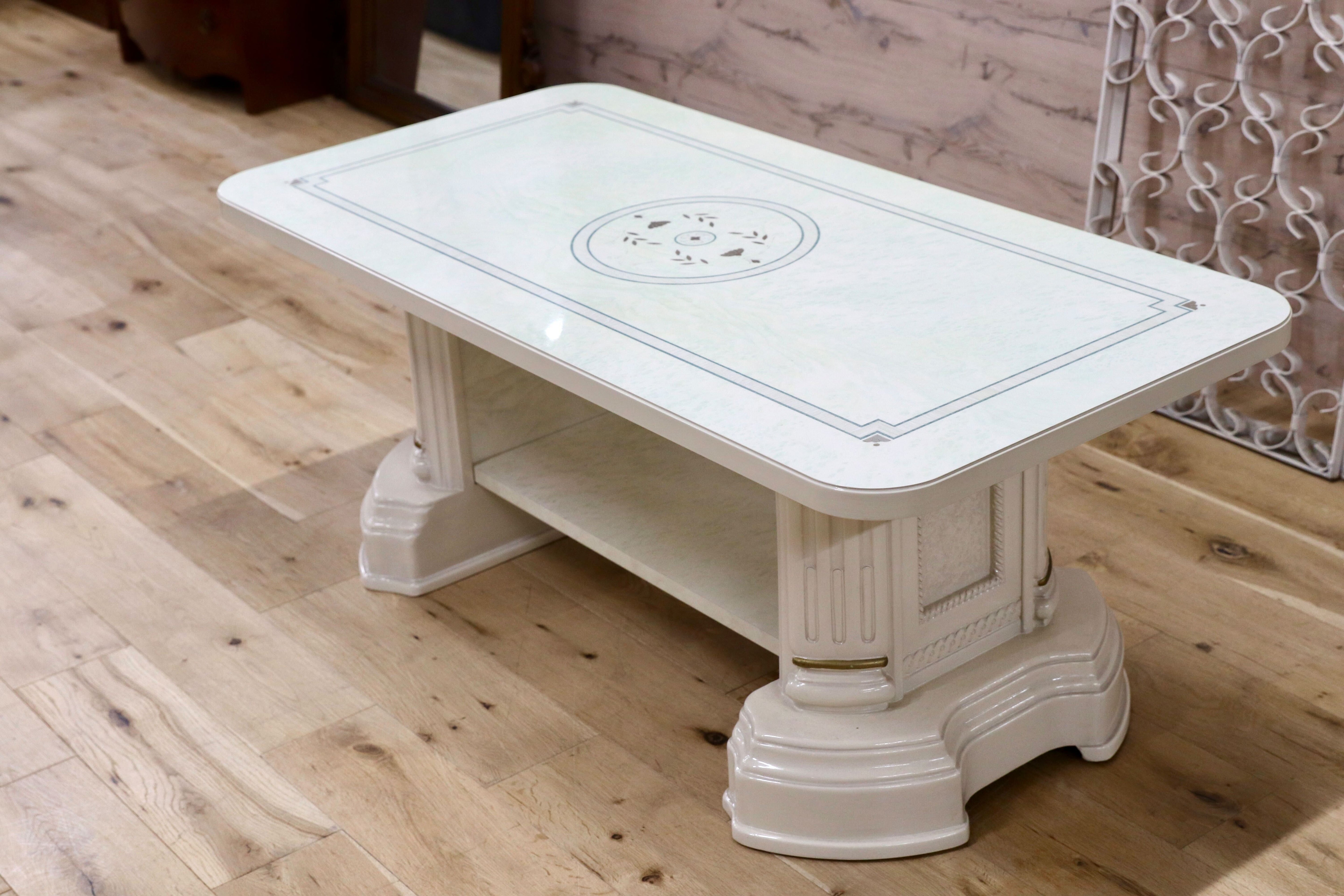 GMIK909A○イタリア クラシック ロココ調 センターテーブル リビングテーブル 応接机 姫家具 アンティーク調 検)サルタレッリ アマルフィ