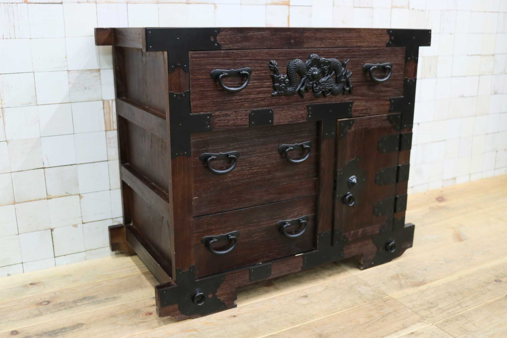 GMIS463○時代箪笥 和家具 和モダン 和室 座敷 古民家 チェスト 整理箪笥 アンティーク レトロ 木製 小物入れ 古民具 インテリア 古家具