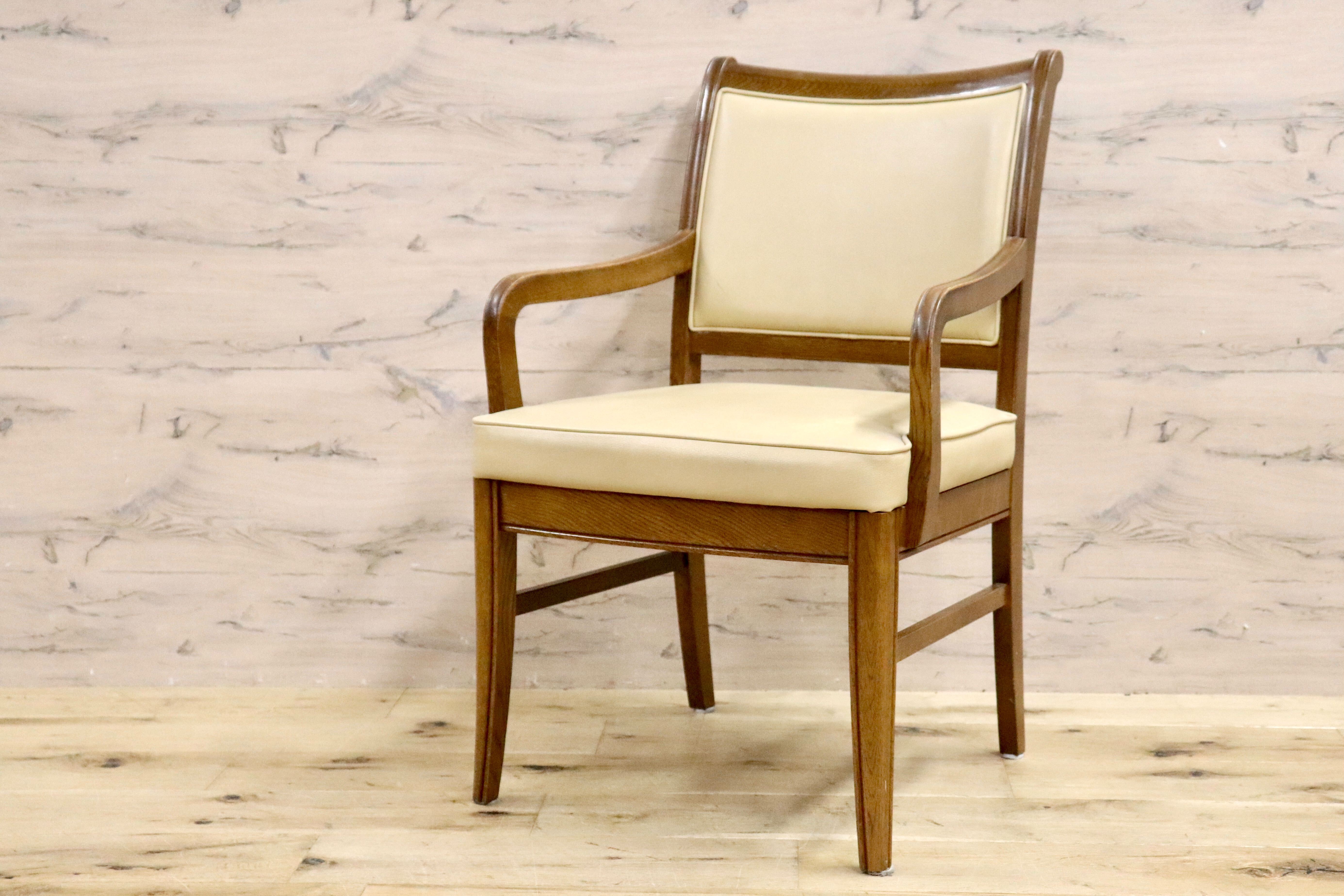 GMHS360D○domani / ドマーニ カリモク最高峰 QUEENS LIFE ダイニングチェア アームチェア レザー アイボリー モダン