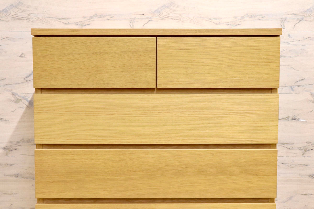 GMJS302D○無印良品 / MUJI オーク材 チェスト 6段ワイド 7杯 幅80cm 天然木 北欧 ナチュラル