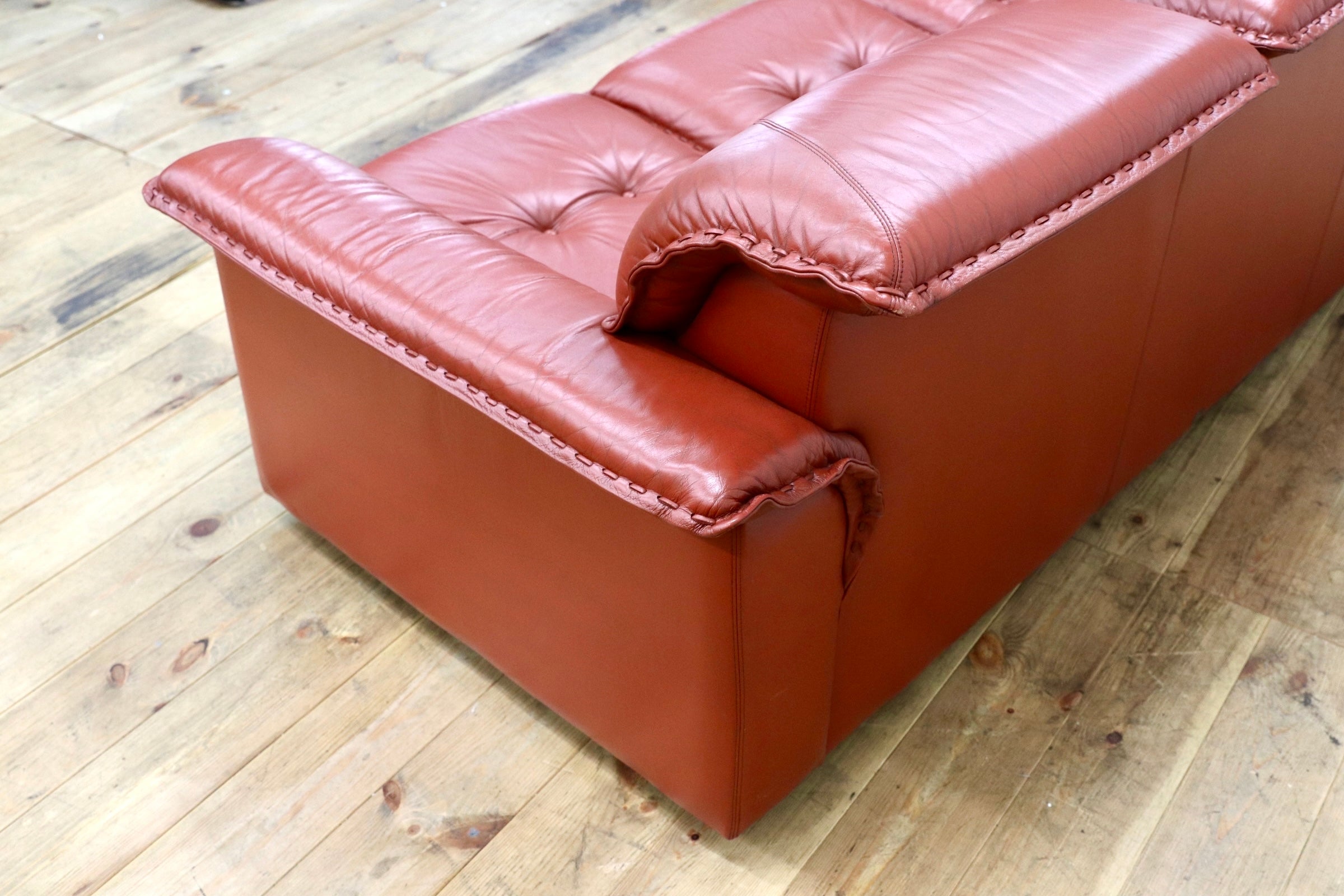 GMJN8C○FUJI FURNITURE / 冨士ファニチア 総本革 3人掛けソファ トリプルソファ 国産家具 ヴィンテージ 80年代 稀少