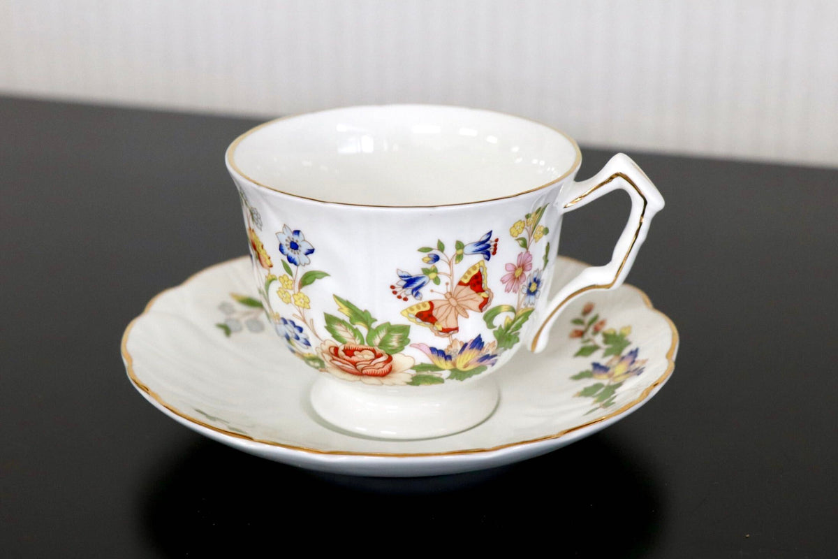 GMJO137C○Aynsley / エインズレイ ティーカップ&ソーサー 花柄 1客 金彩 ヴィンテージ 廃盤