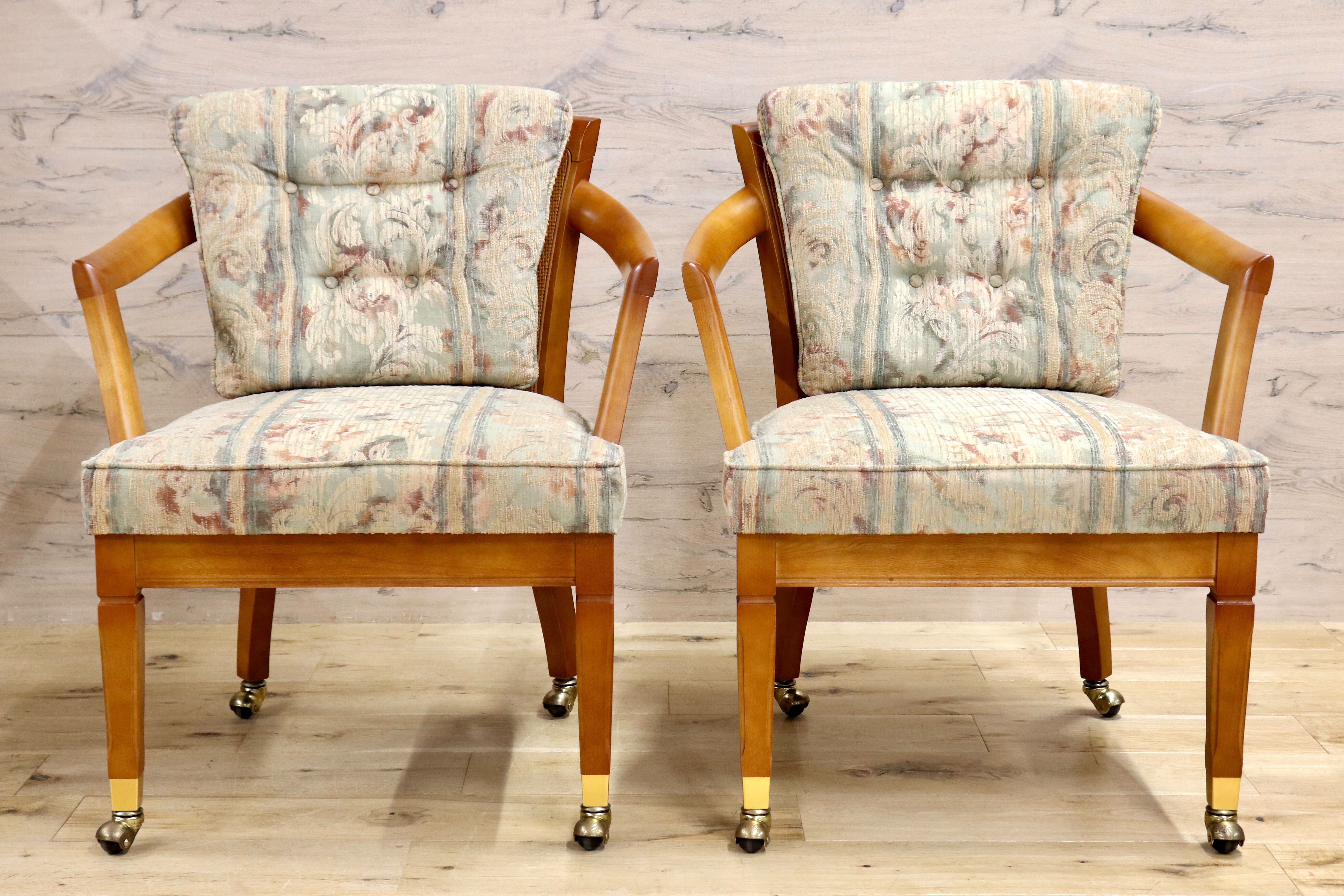 GMIK408A○maruni / マルニ ダイニングチェア 2脚セット アームチェア パーティチェア 椅子 キャスター モダン ファブリック ナチュラル