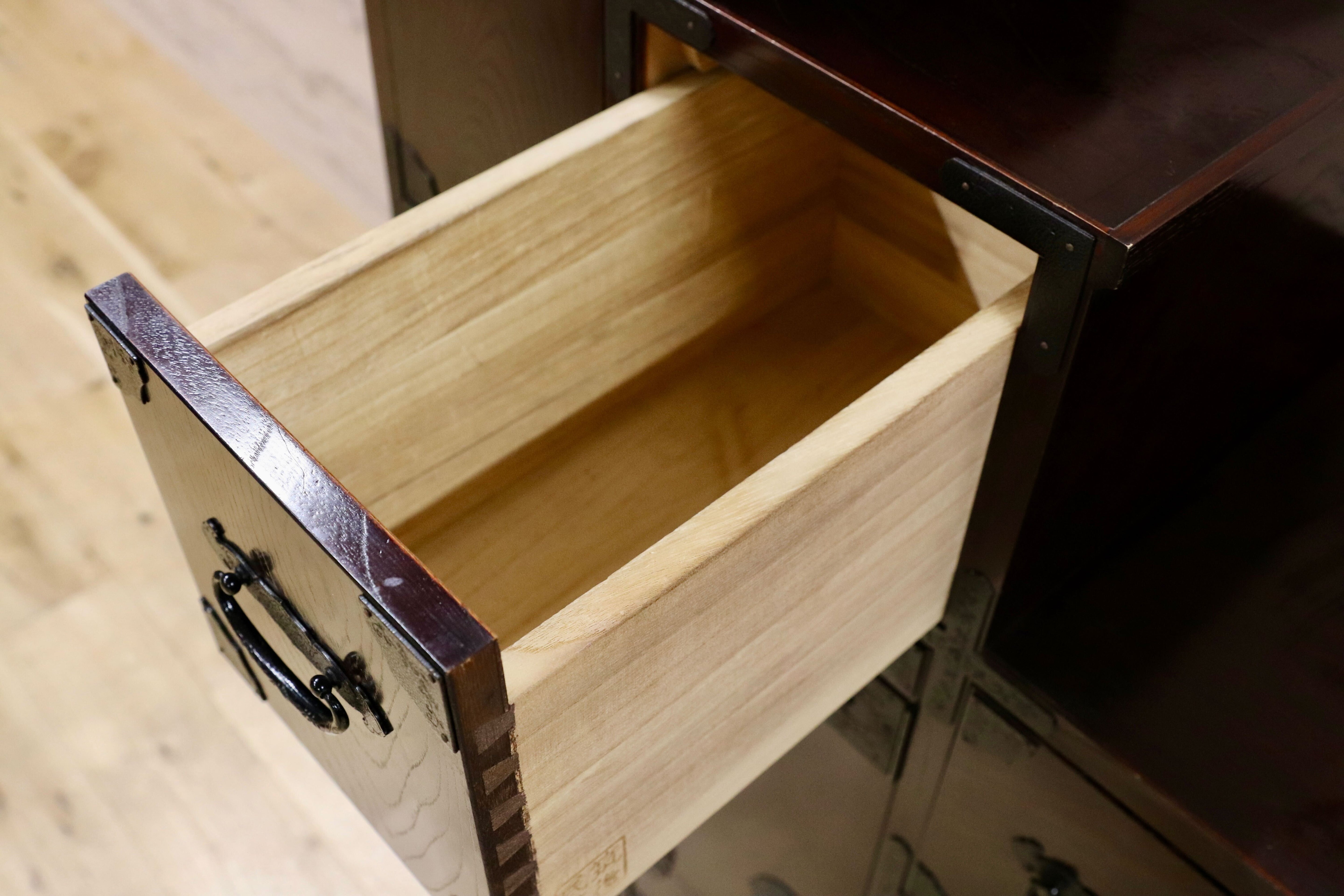 GMGK497○筑後民芸家具 階段箪笥 時代箪笥 レトロ 和家具 和モダン 和室 座敷 チェスト 整理箪笥 アンティーク 約28万