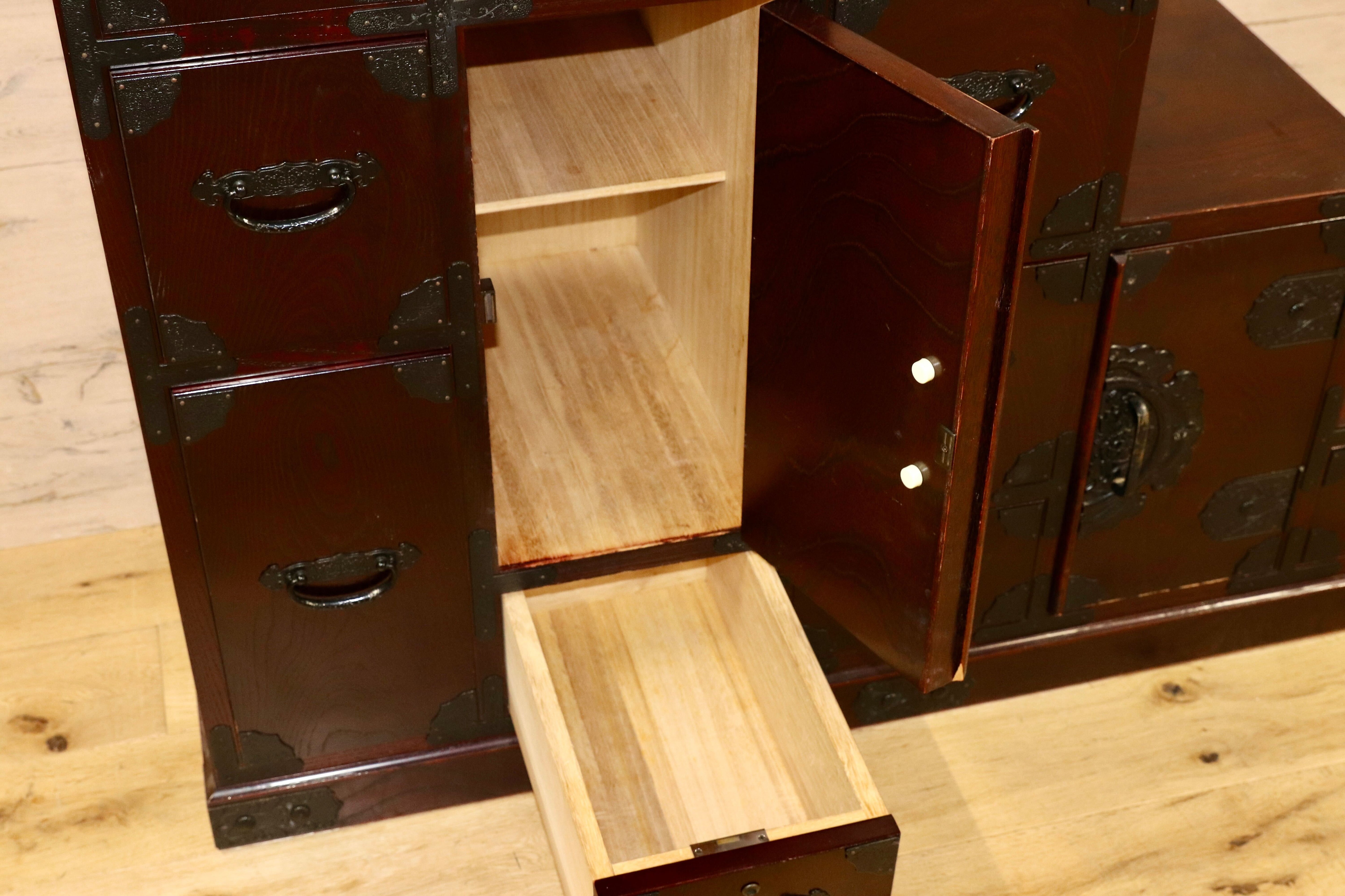 GMGK497○筑後民芸家具 階段箪笥 時代箪笥 レトロ 和家具 和モダン 和室 座敷 チェスト 整理箪笥 アンティーク 約28万