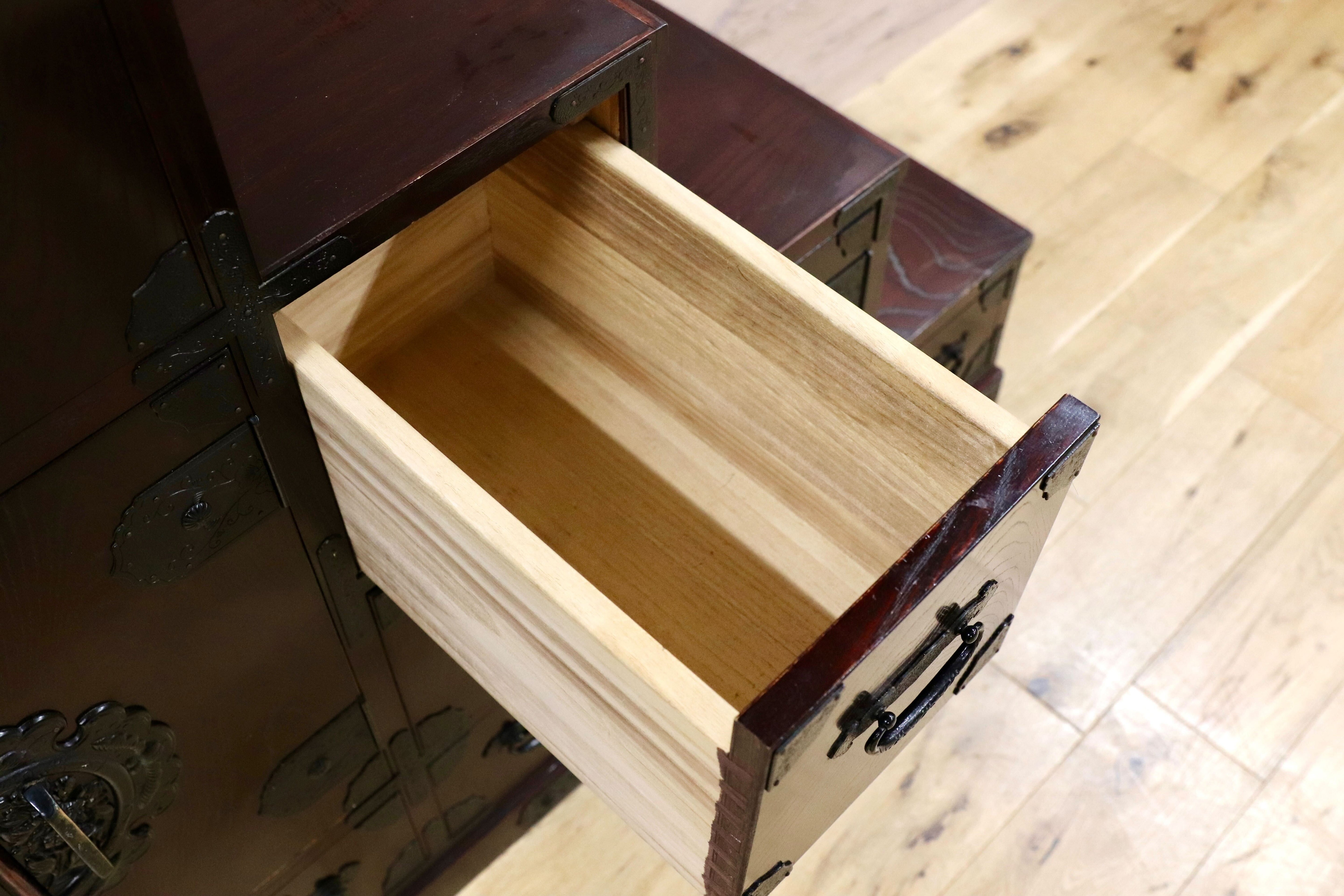 GMGK497○筑後民芸家具 階段箪笥 時代箪笥 レトロ 和家具 和モダン 和室 座敷 チェスト 整理箪笥 アンティーク 約28万