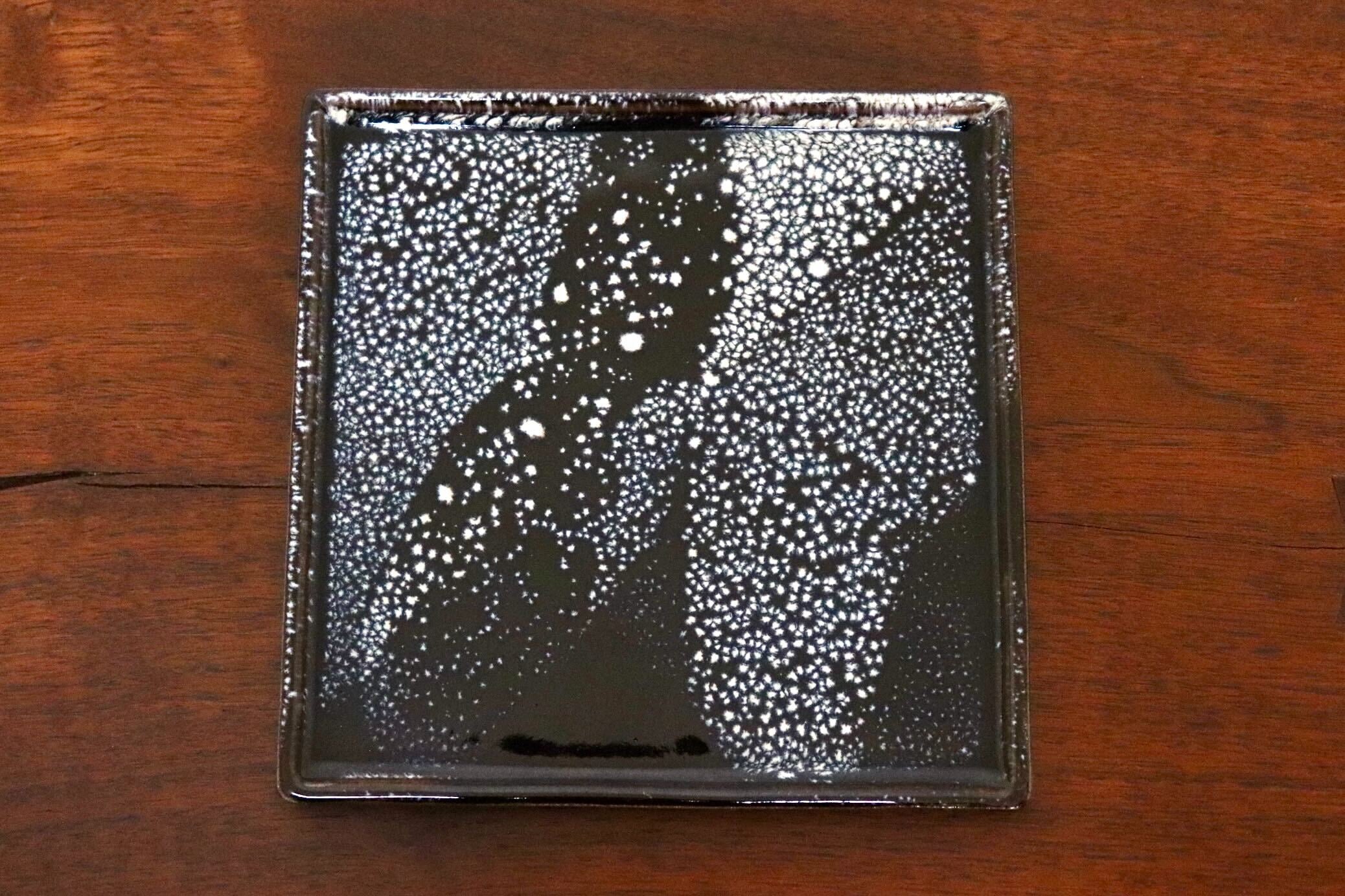 GMIO334A○陶勝窯 丹波焼 銀河四角皿 市野勝 市野勝磯 陶器 工芸品 丹波篠山 未使用