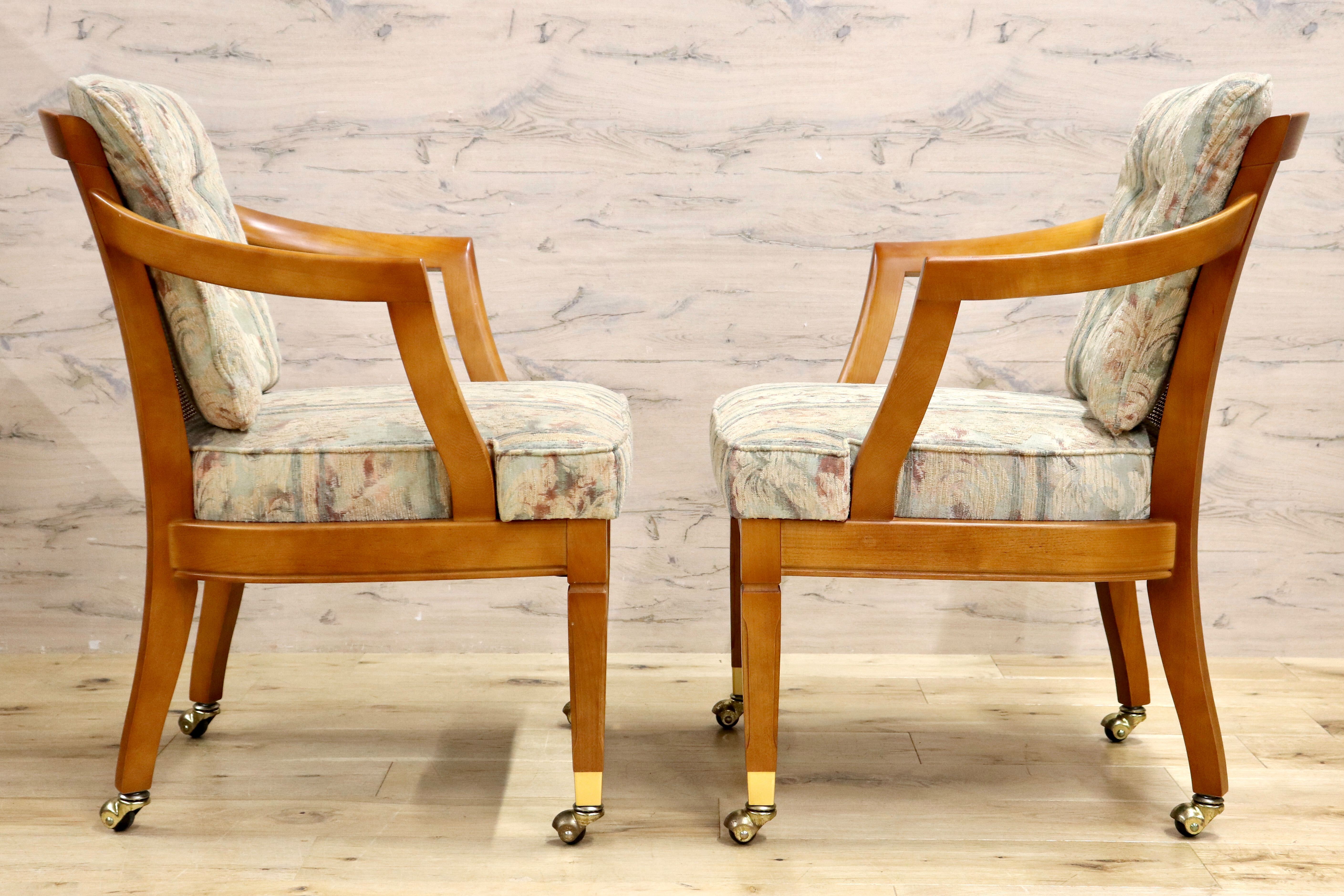 GMIK408A○maruni / マルニ ダイニングチェア 2脚セット アームチェア パーティチェア 椅子 キャスター モダン ファブリック ナチュラル