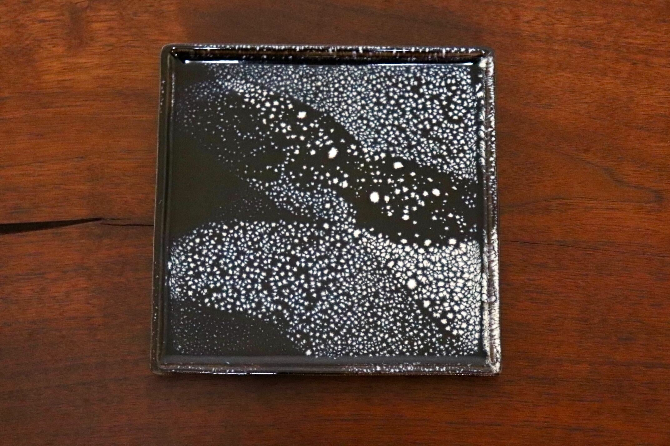 GMIO334A○陶勝窯 丹波焼 銀河四角皿 市野勝 市野勝磯 陶器 工芸品 丹波篠山 未使用