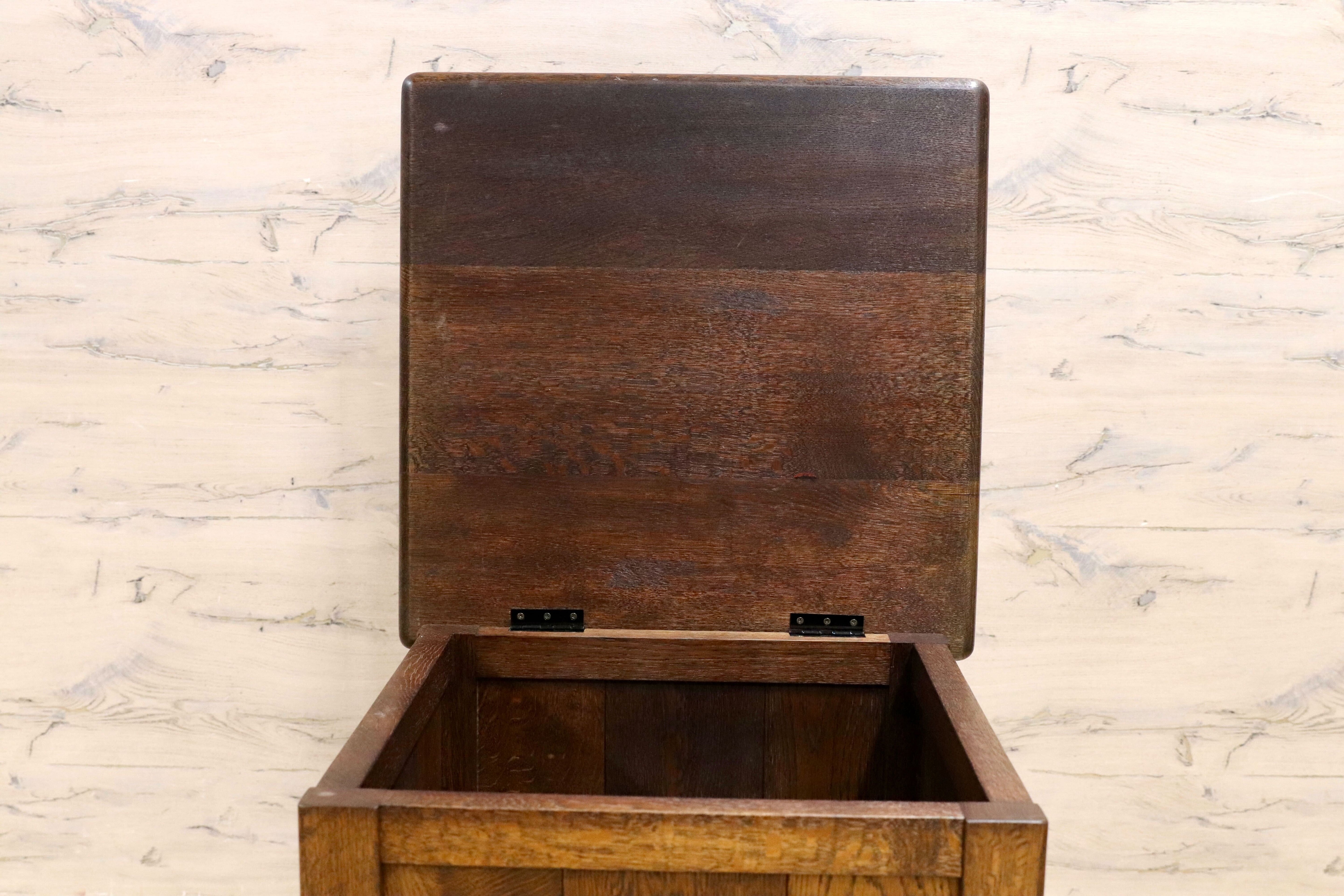 GMHN208A○オーク無垢材 収納付き スツール ボックス チェア キャスター付き 西洋 英国 オランダ ダッチカントリー アンティーク