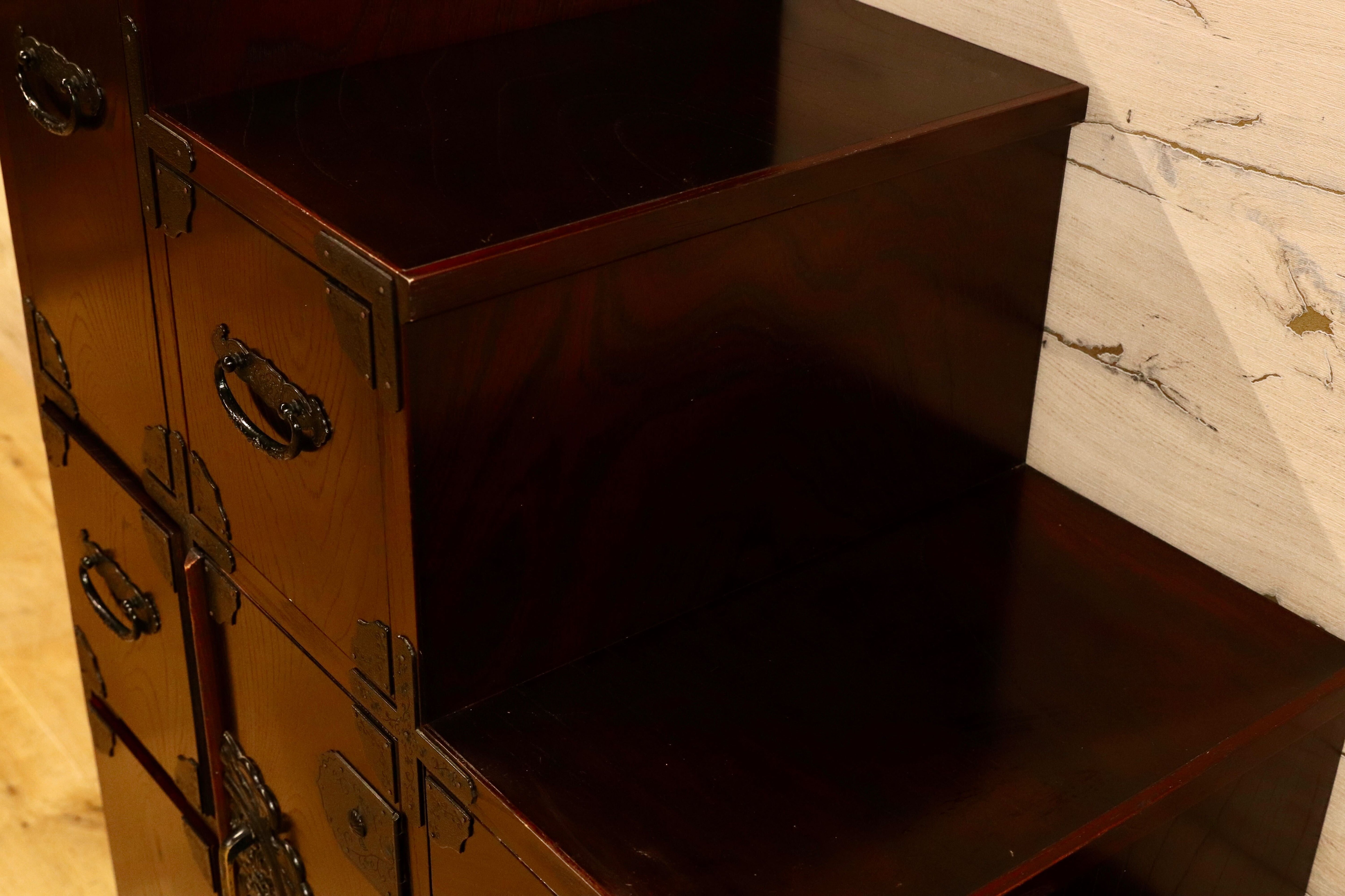 GMGK497○筑後民芸家具 階段箪笥 時代箪笥 レトロ 和家具 和モダン 和室 座敷 チェスト 整理箪笥 アンティーク 約28万