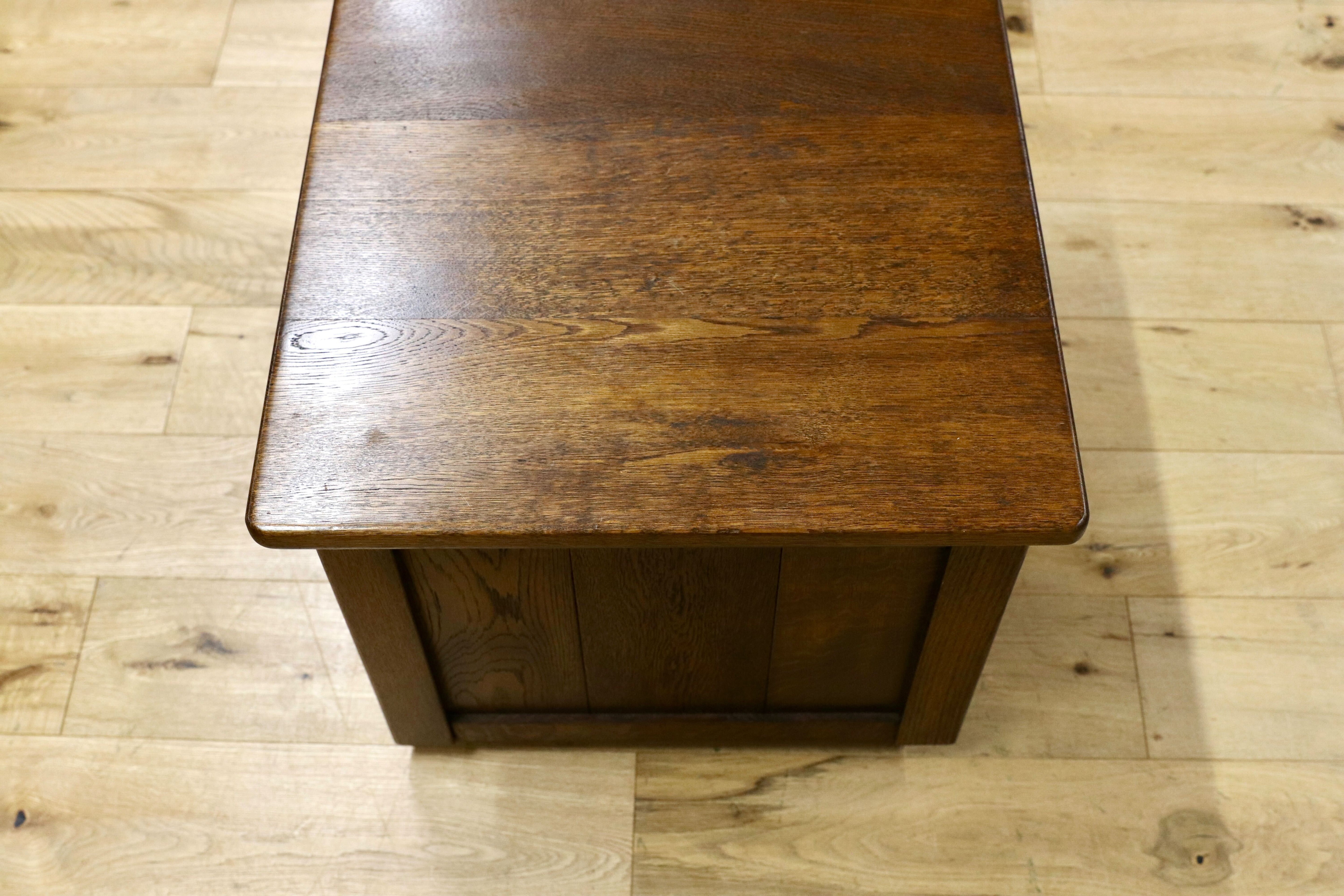 GMHN208A○オーク無垢材 収納付き スツール ボックス チェア キャスター付き 西洋 英国 オランダ ダッチカントリー アンティーク