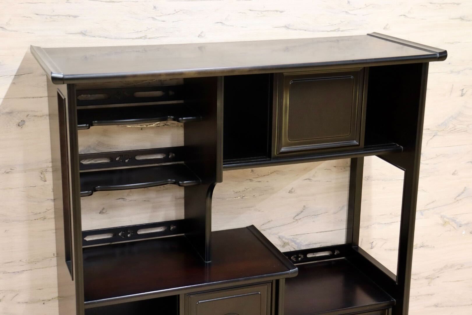 GMHH184○木製 茶棚 茶箪笥 飾り棚 和製アンティーク 和家具 和モダン 和室 座敷 古民家 昭和レトロ