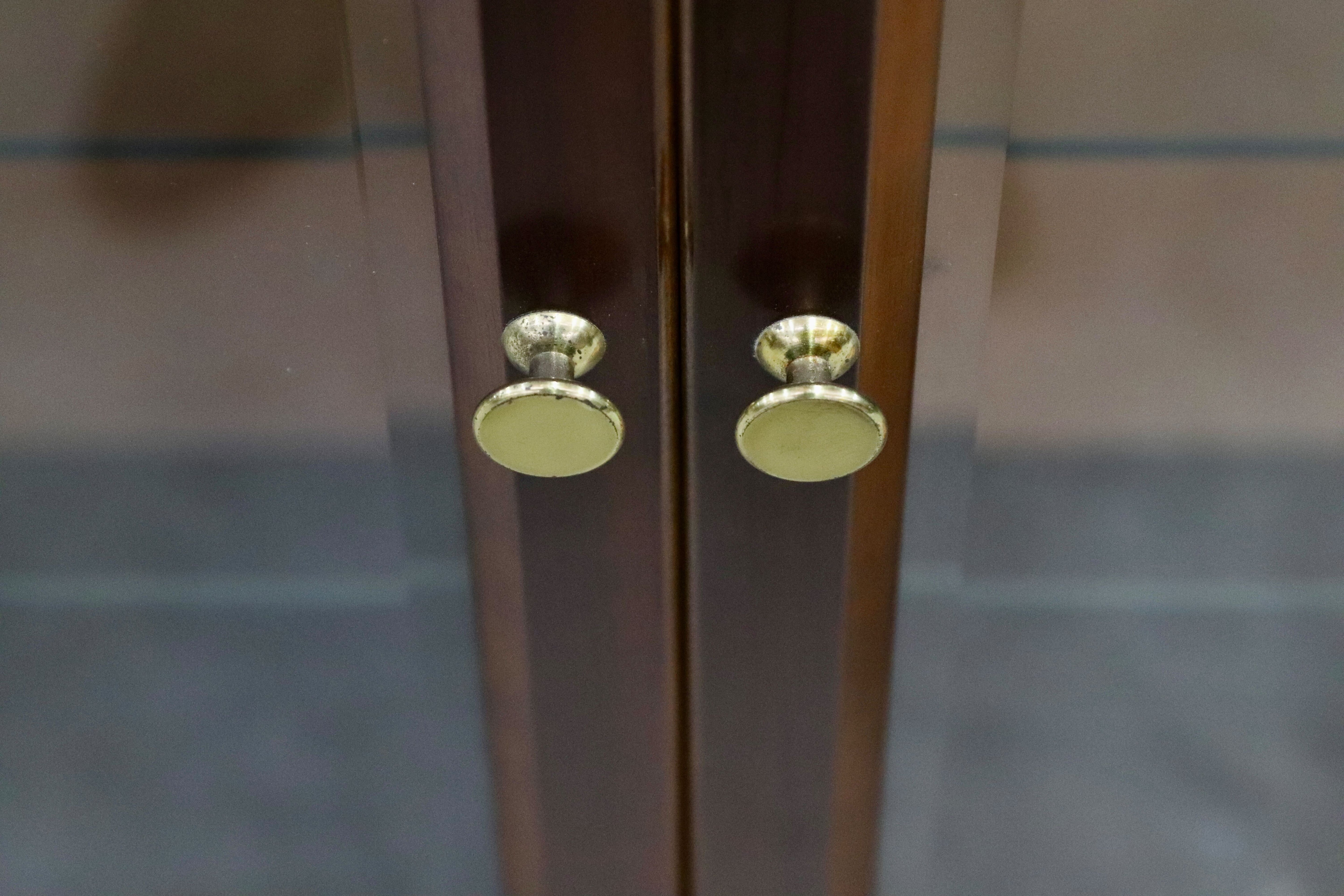 GMHH462○冨士ファニチア / FUJI FURNITURE 国産 ヴィンテージ サイドボード リビングボード キュリオ キャビネット 飾り棚 稀少