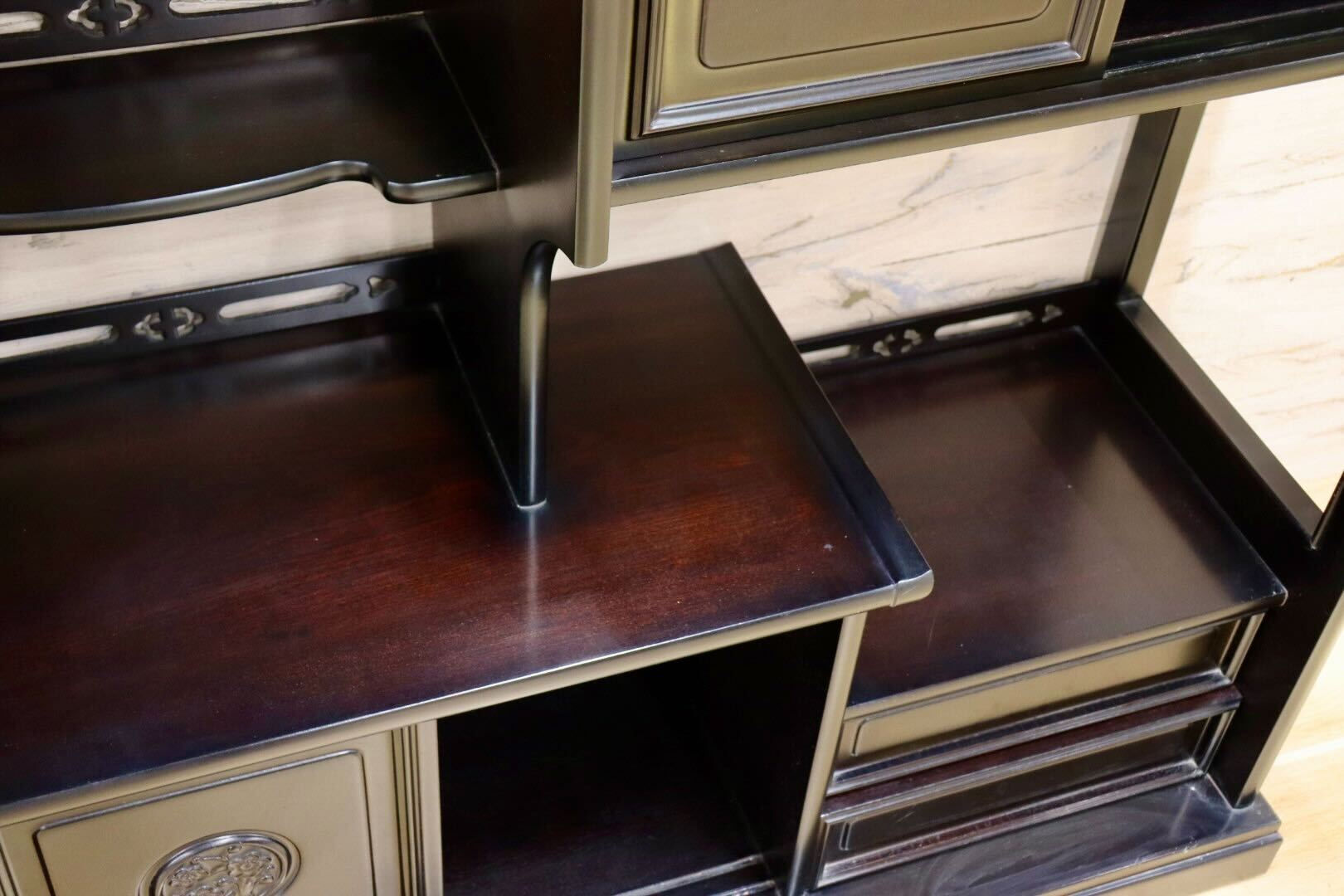 GMHH184○木製 茶棚 茶箪笥 飾り棚 和製アンティーク 和家具 和モダン 和室 座敷 古民家 昭和レトロ