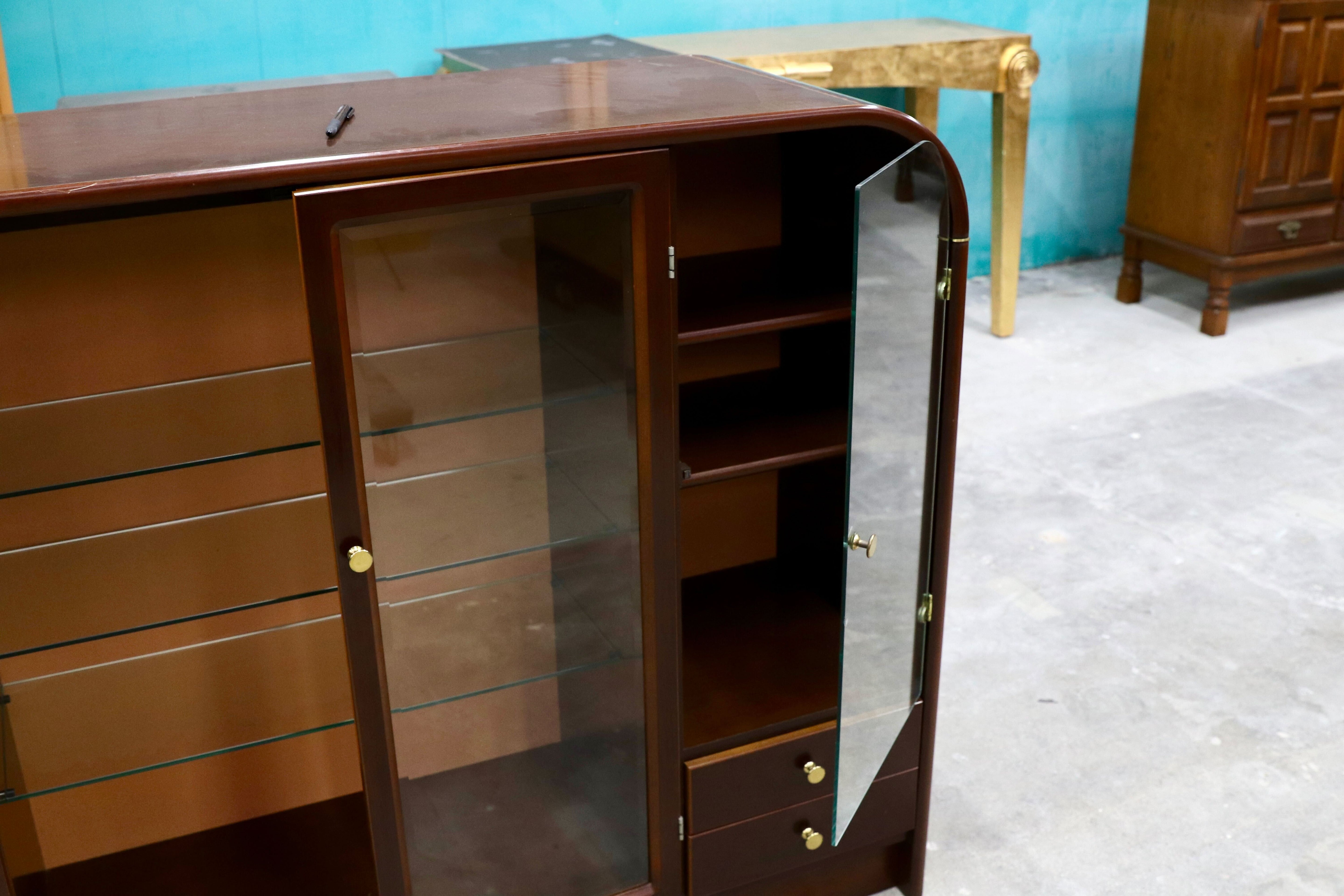 GMHH462○冨士ファニチア / FUJI FURNITURE 国産 ヴィンテージ サイドボード リビングボード キュリオ キャビネット 飾り棚 稀少