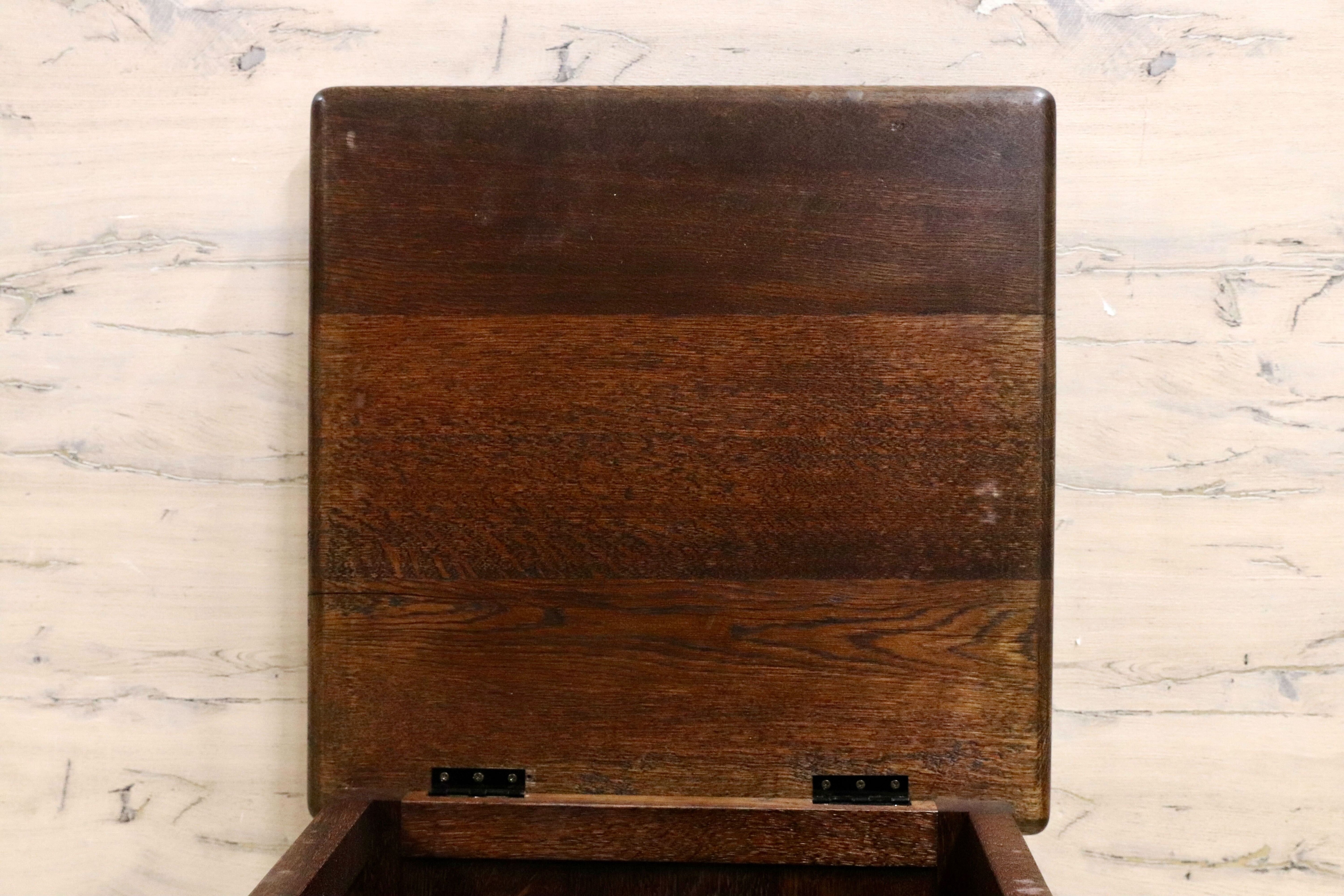 GMHN208C○オーク無垢材 収納付き スツール ボックス チェア キャスター付き 西洋 英国 オランダ ダッチカントリー アンティーク