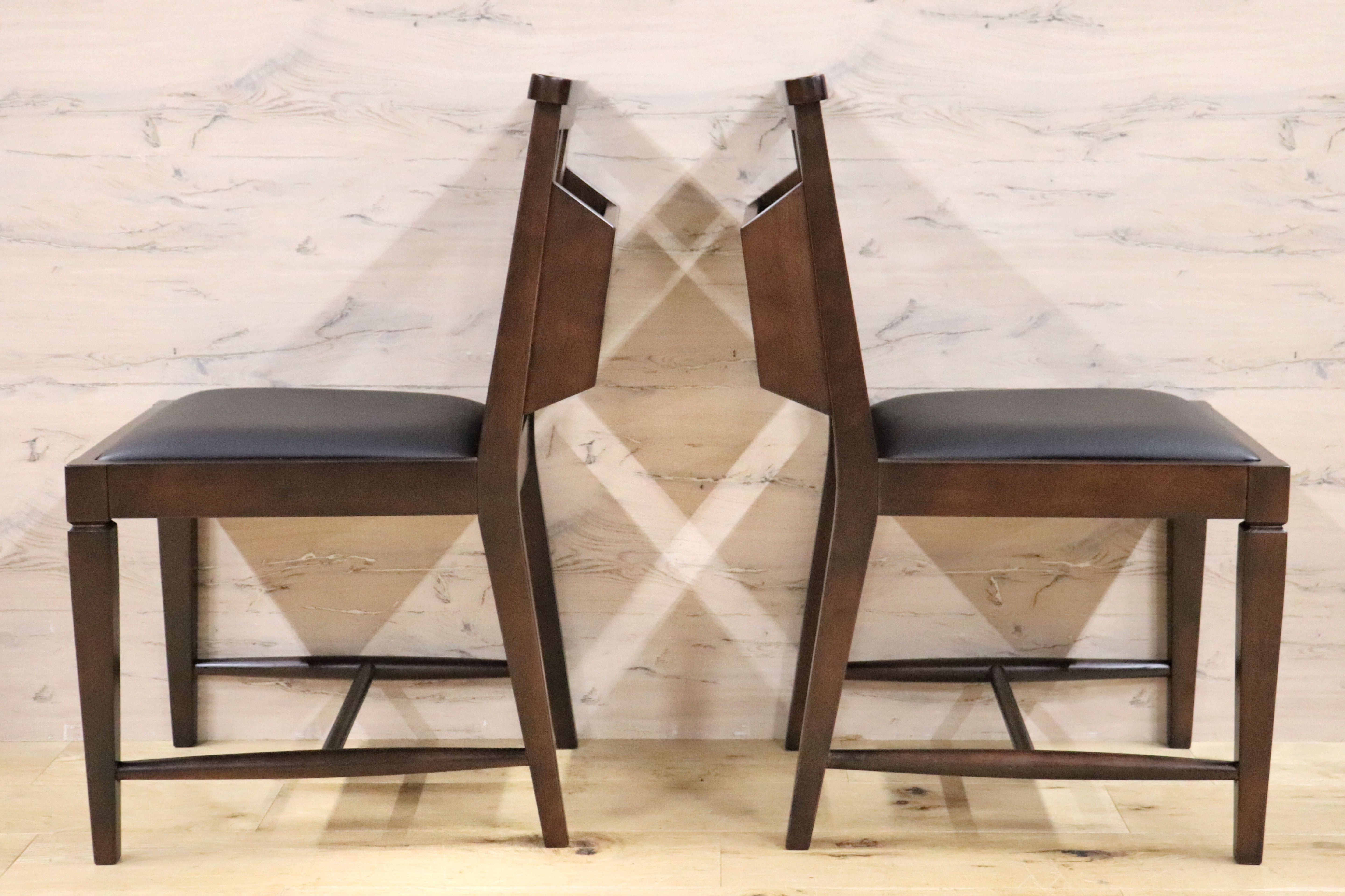 GMGN342V○CHERRY FURNITURE / 桜屋工業 ダイニングチェア チャーチチェア マガジンラック 合皮 ダークブラウン 2脚セット モダン 未使用品