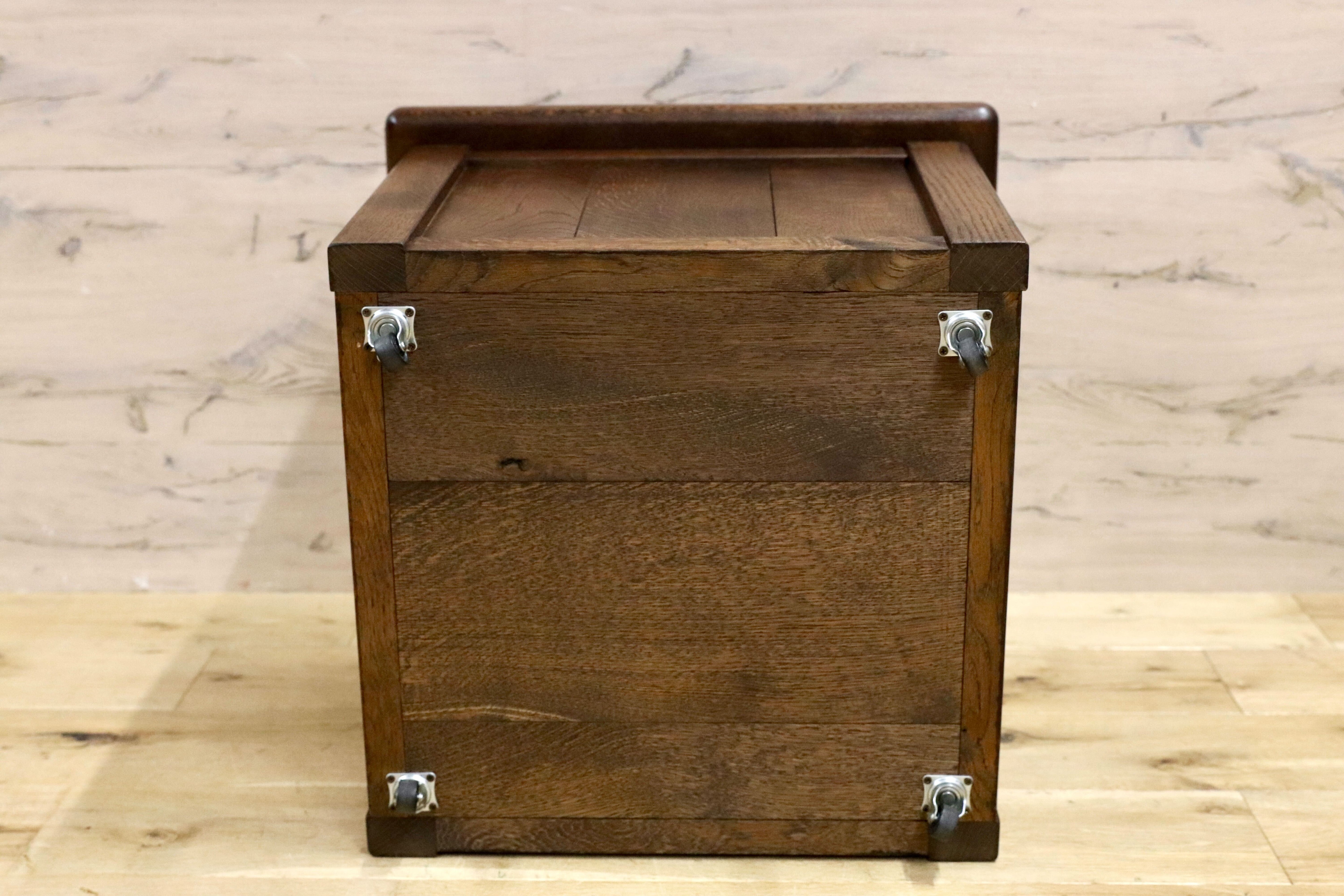 GMHN208C○オーク無垢材 収納付き スツール ボックス チェア キャスター付き 西洋 英国 オランダ ダッチカントリー アンティーク