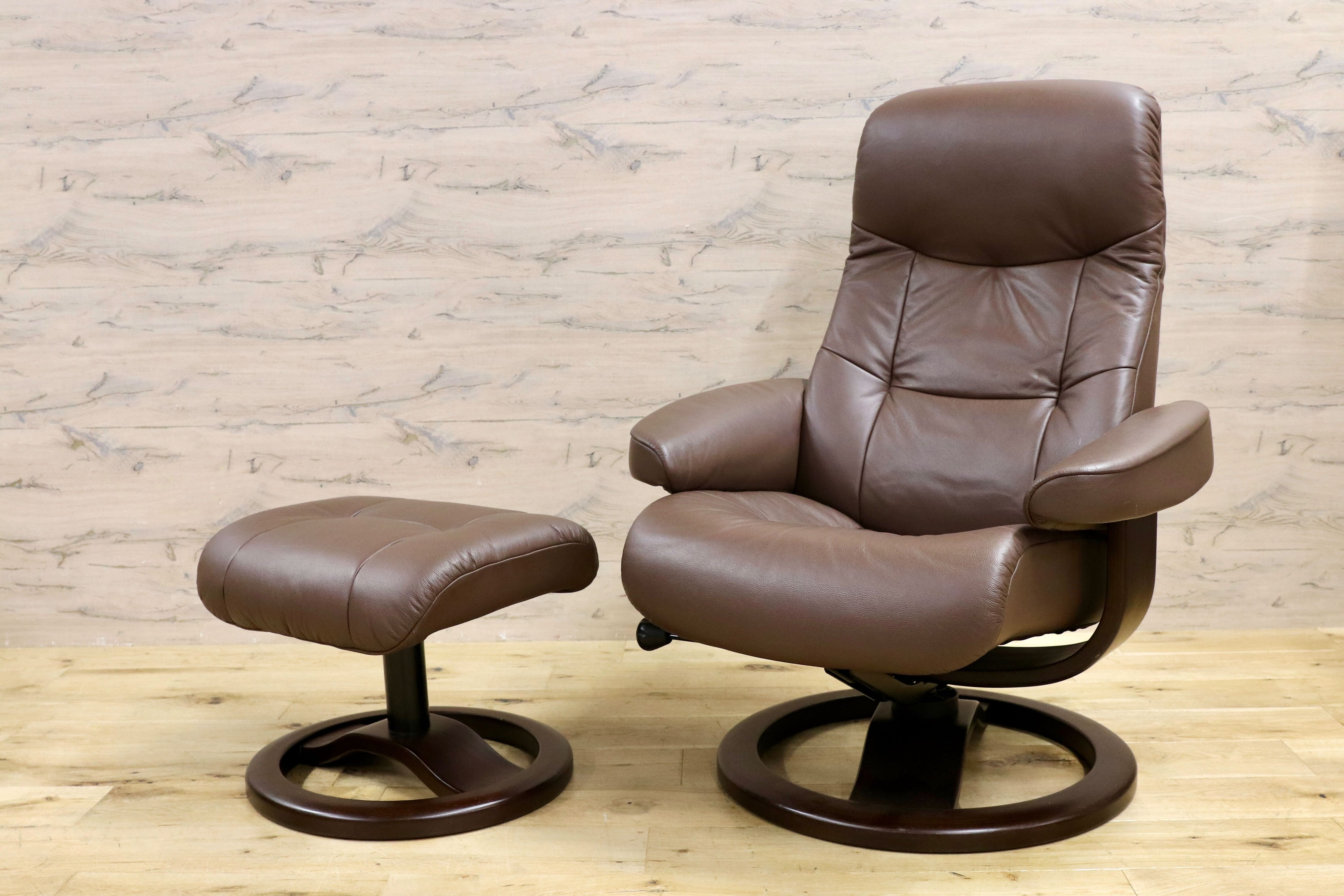 GMHN207○Fjords /フィヨルド SIMMONS シモンズ パーソナルチェア リクライニングチェア シングルソファ ブラウン 北欧 ノルウェー 本革