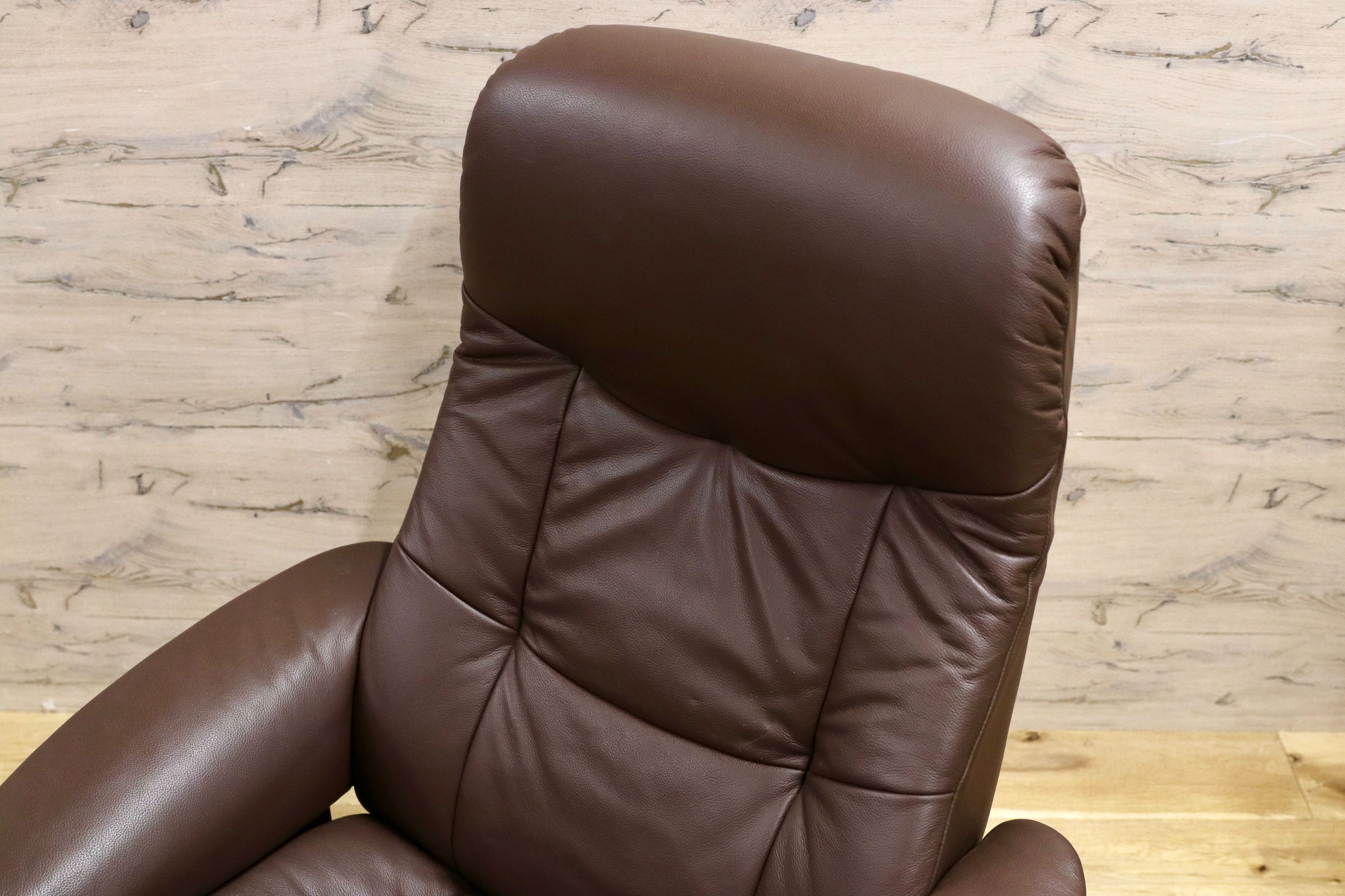 GMHN207○Fjords /フィヨルド SIMMONS シモンズ パーソナルチェア リクライニングチェア シングルソファ ブラウン 北欧 ノルウェー 本革