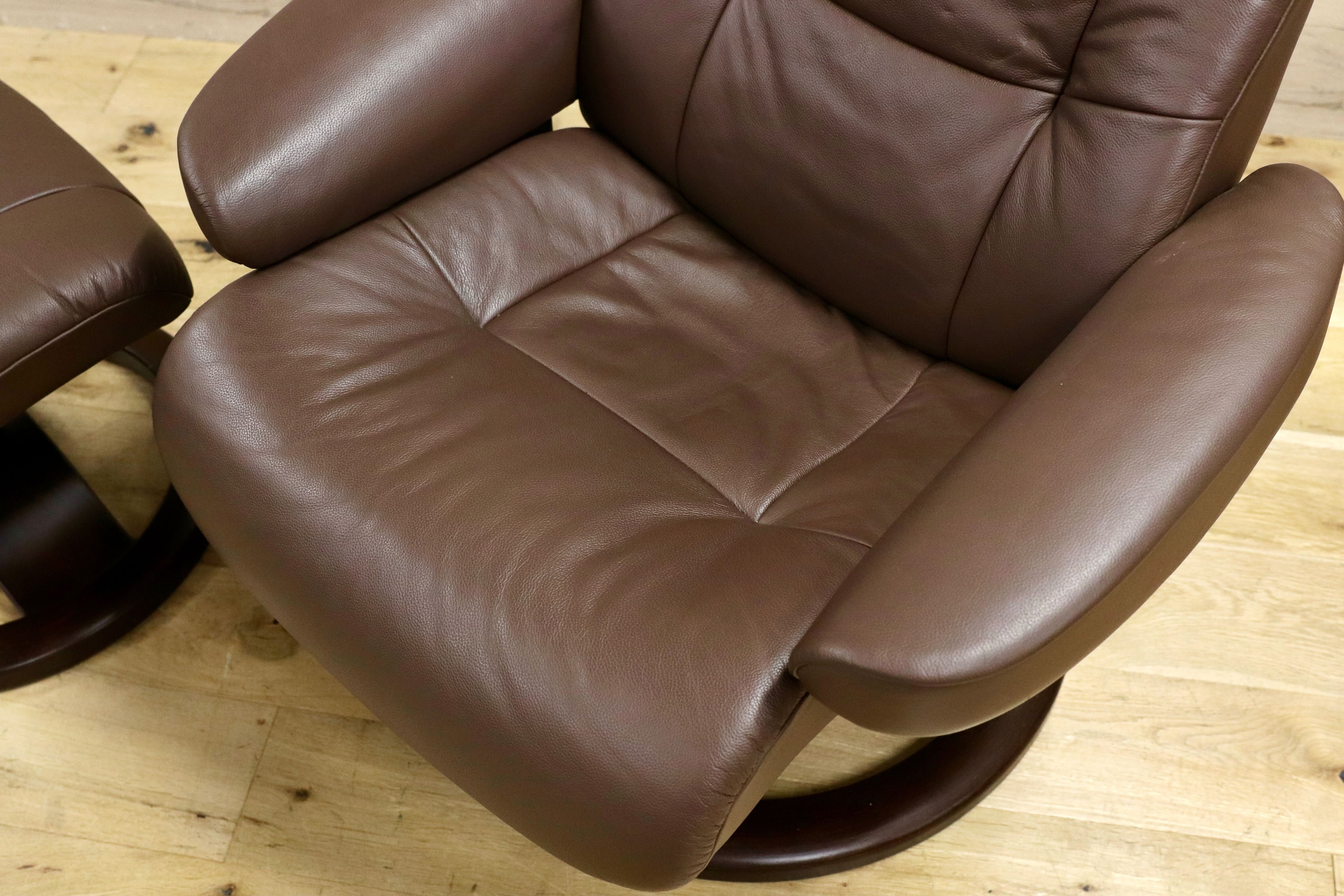 GMHN207○Fjords /フィヨルド SIMMONS シモンズ パーソナルチェア リクライニングチェア シングルソファ ブラウン 北欧 ノルウェー 本革