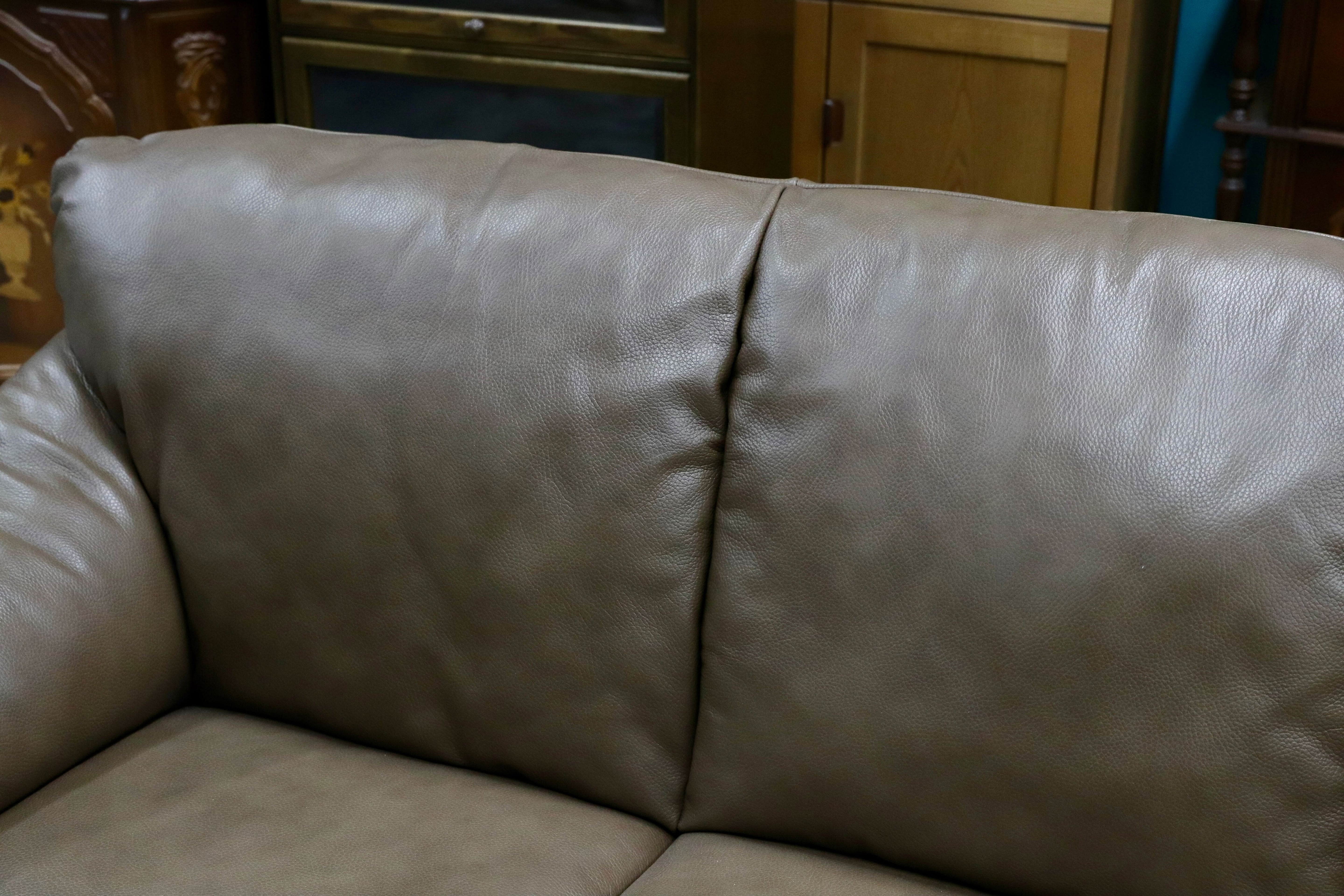 GMHK731○TWO-ONE STYLE ナフコ 3人掛けソファ トリプルソファ 本革 ブラウン 長椅子 約16万