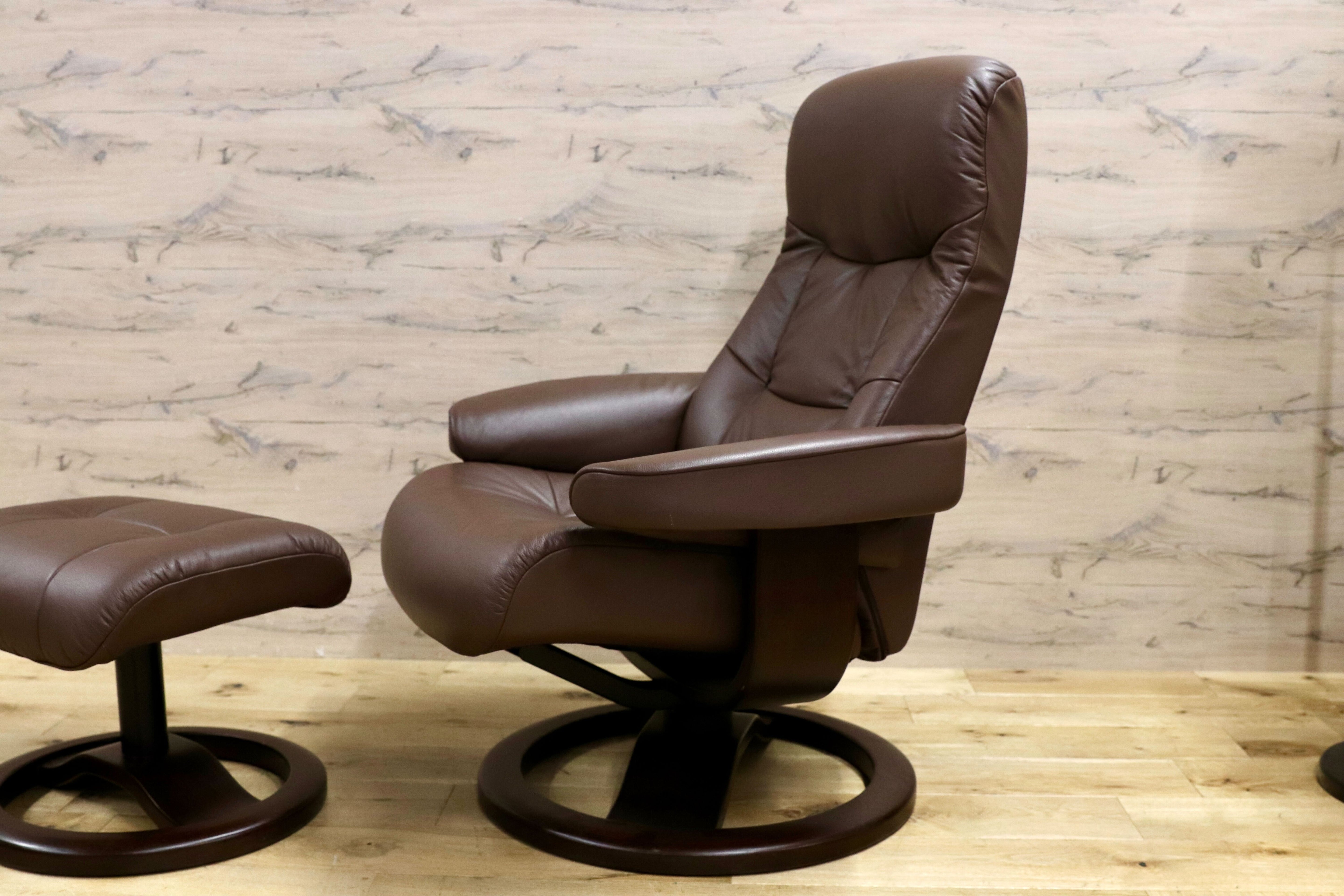 GMHN207○Fjords /フィヨルド SIMMONS シモンズ パーソナルチェア リクライニングチェア シングルソファ ブラウン 北欧 ノルウェー 本革