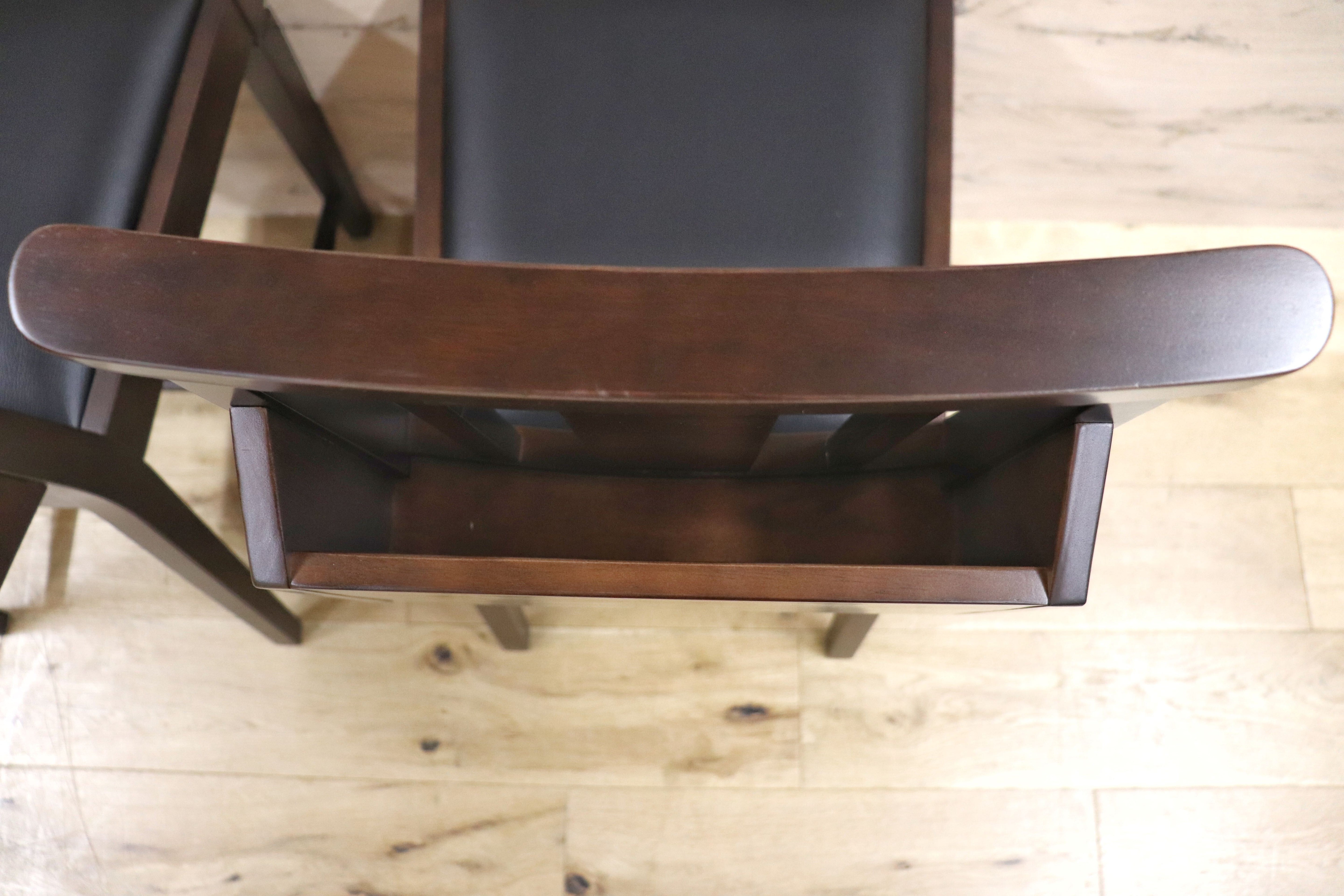 GMGN342V○CHERRY FURNITURE / 桜屋工業 ダイニングチェア チャーチチェア マガジンラック 合皮 ダークブラウン 2脚セット モダン 未使用品