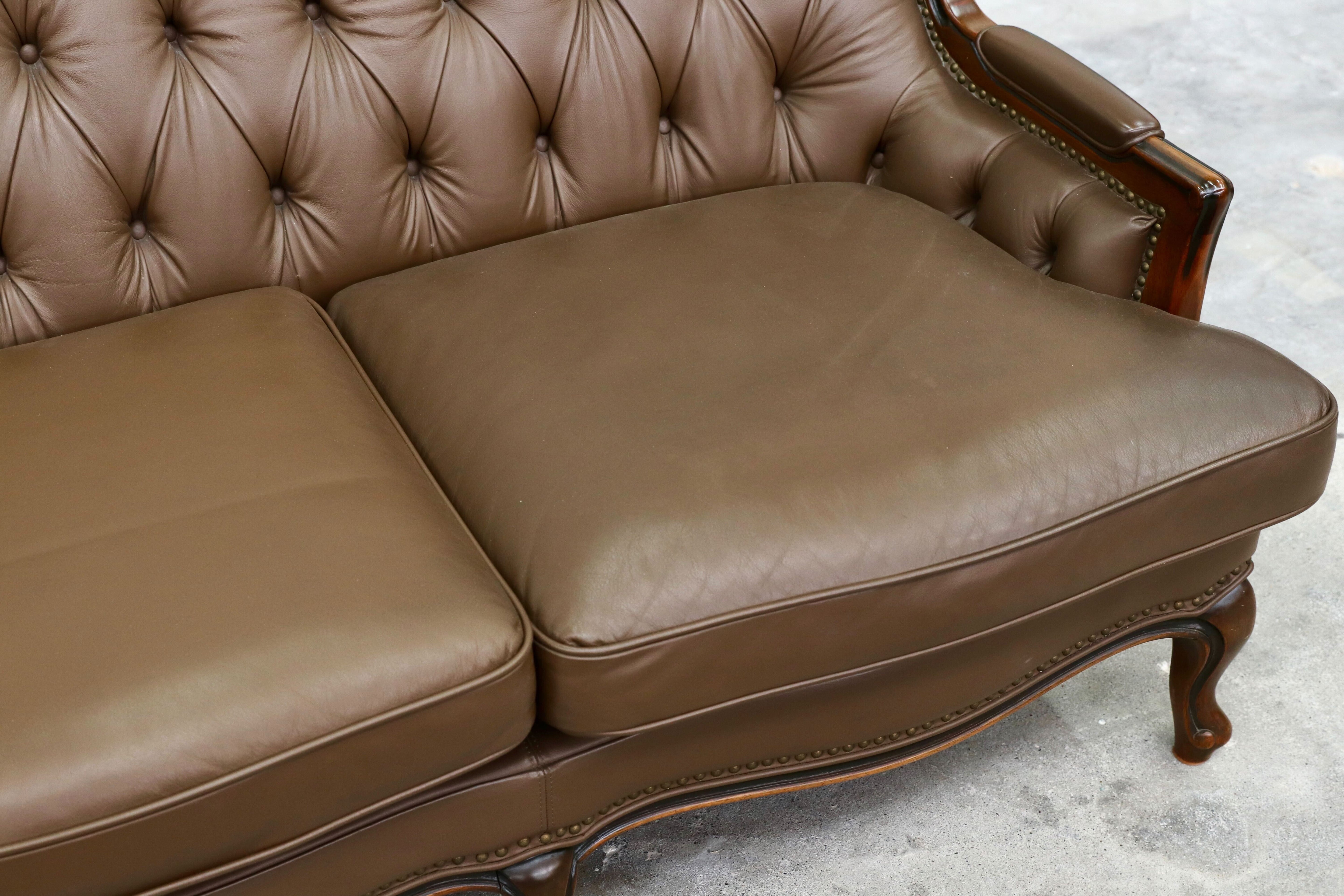 GMHK715○maruni / マルニ BOURBON ブルボン 3人掛けソファ トリプルソファ 本革 ブラウン クラシック ヴィンテージ 稀少モデル