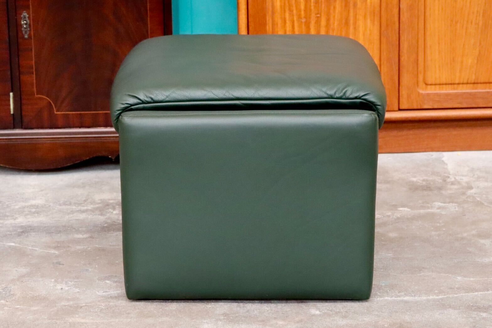 GMIH142B○erpo / エルポ Portofino ポルトフィノ オットマン フットスツール 腰掛け ドイツ 本革 グリーン 最高級 定価約18万
