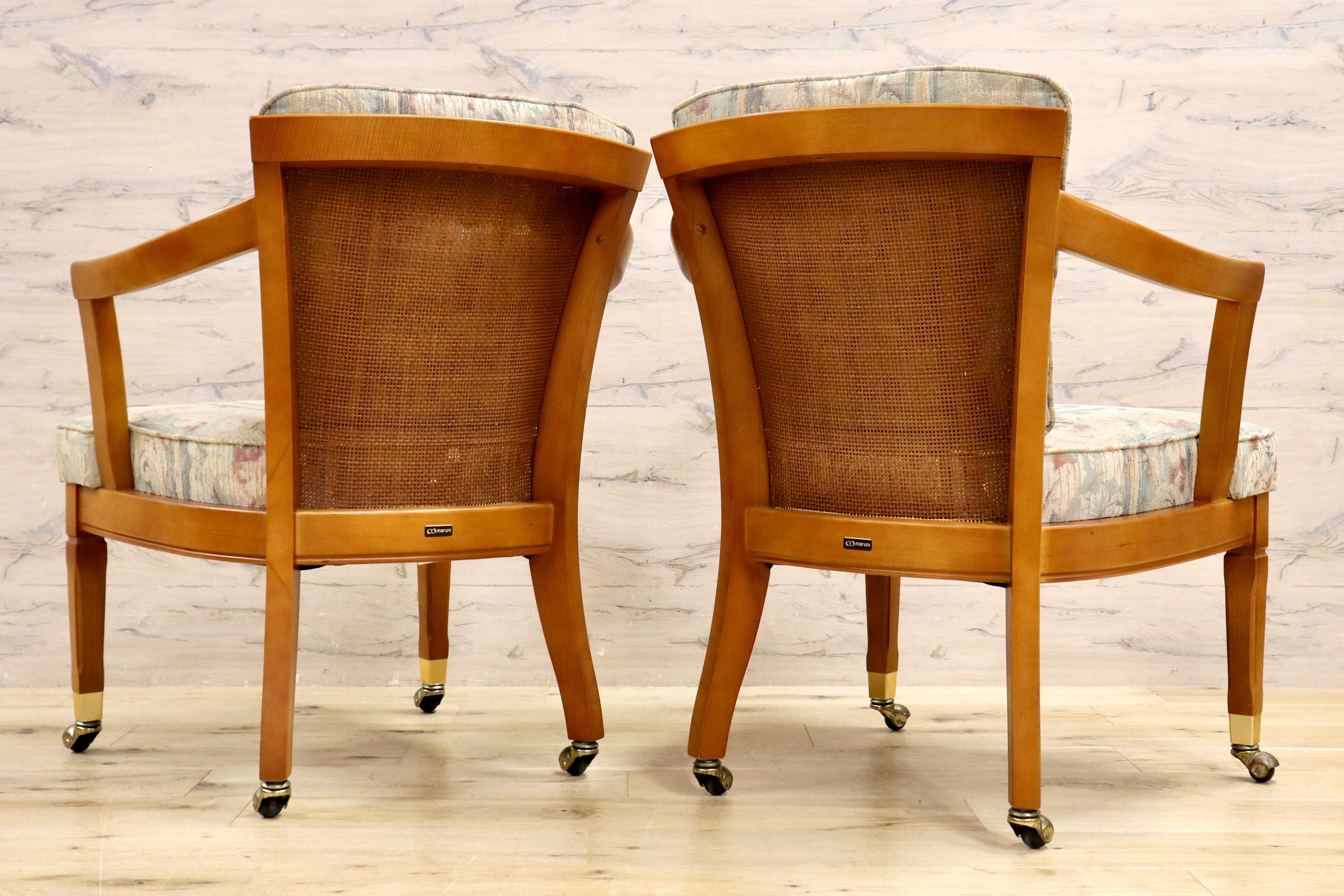 GMIK408B○maruni / マルニ ダイニングチェア 2脚セット アームチェア 椅子 パーティチェア キャスター モダン ファブリック ナチュラル