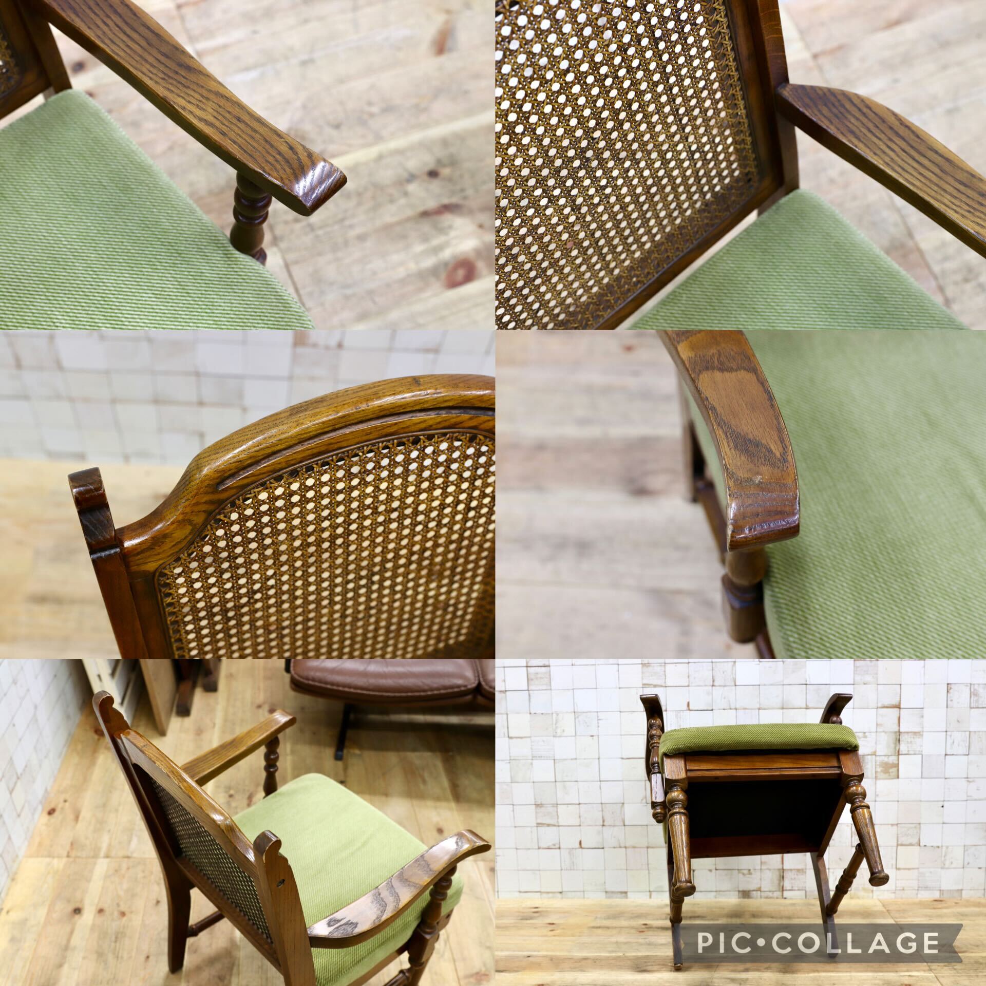 GMIK447A○三越家具 Brugge ブルージュ アームチェア ダイニングチェア 椅子 オーク ファブリック 英国カントリー アンティーク調 レトロ