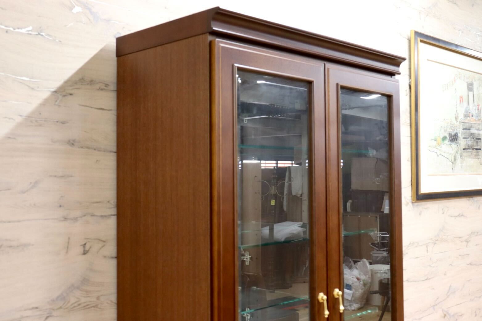 GMHS578○maruni / マルニ 地中海 キュリオケース 飾り棚 ハイボード キャビネット マホガニー材 ヨーロピアン 定価約35.8万